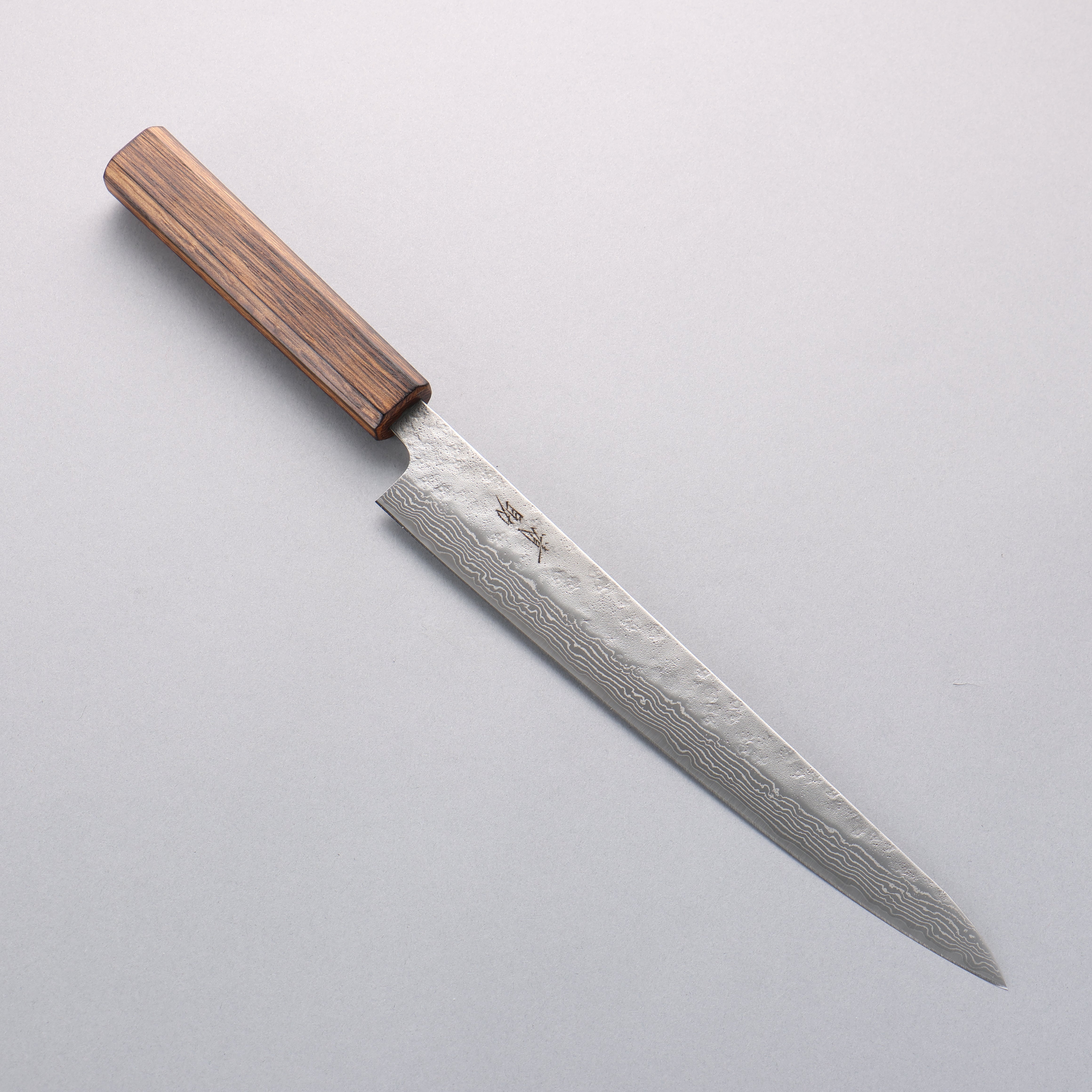 Seisuke Stainless Steel 440C Hammered Damascus Sujihiki 240mm Oak Handle - Japanny - Best Japanese Knife