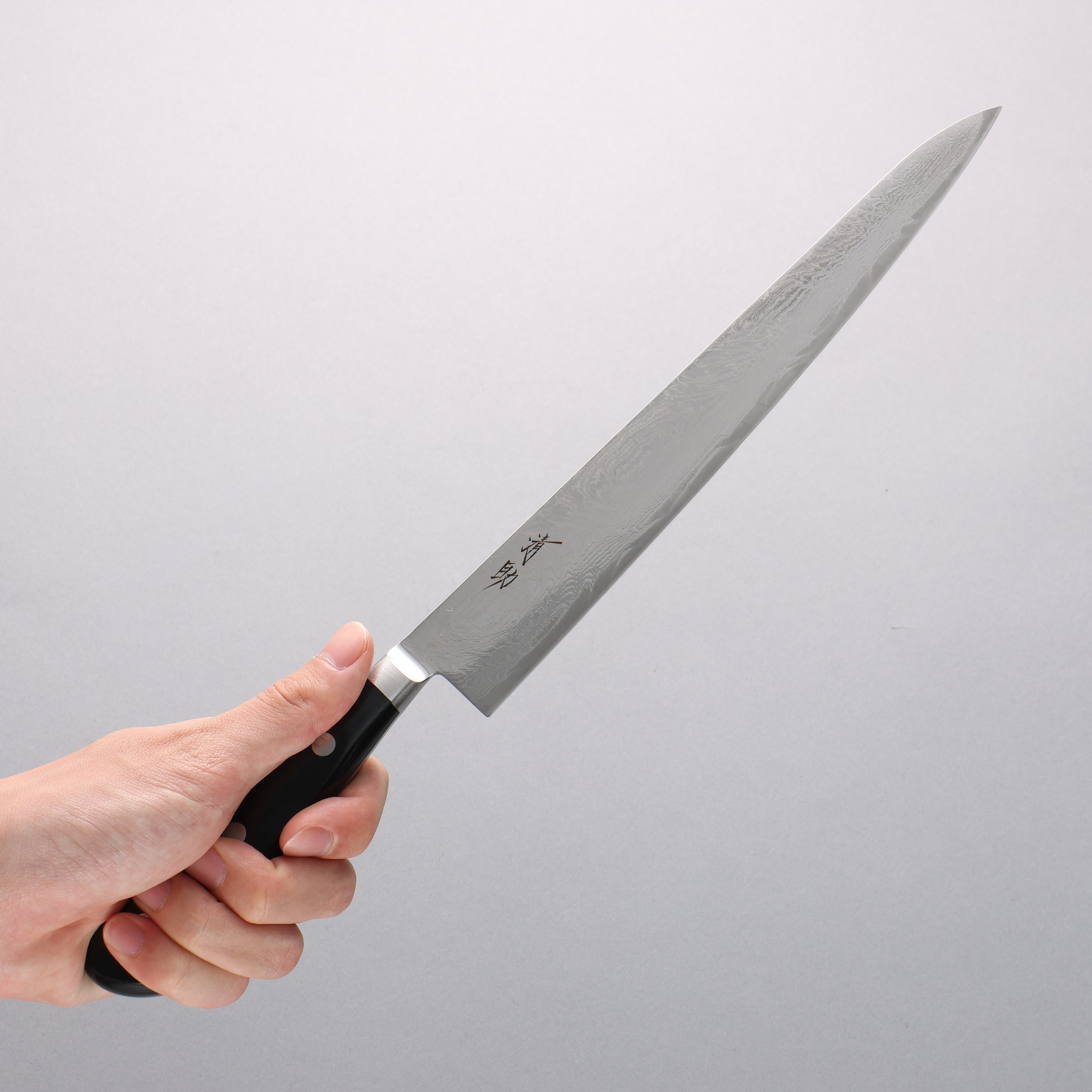 Seisuke Nami AUS10 Mirrored Finish Damascus Sujihiki 240mm Black Pakka wood Handle - Japanny - Best Japanese Knife