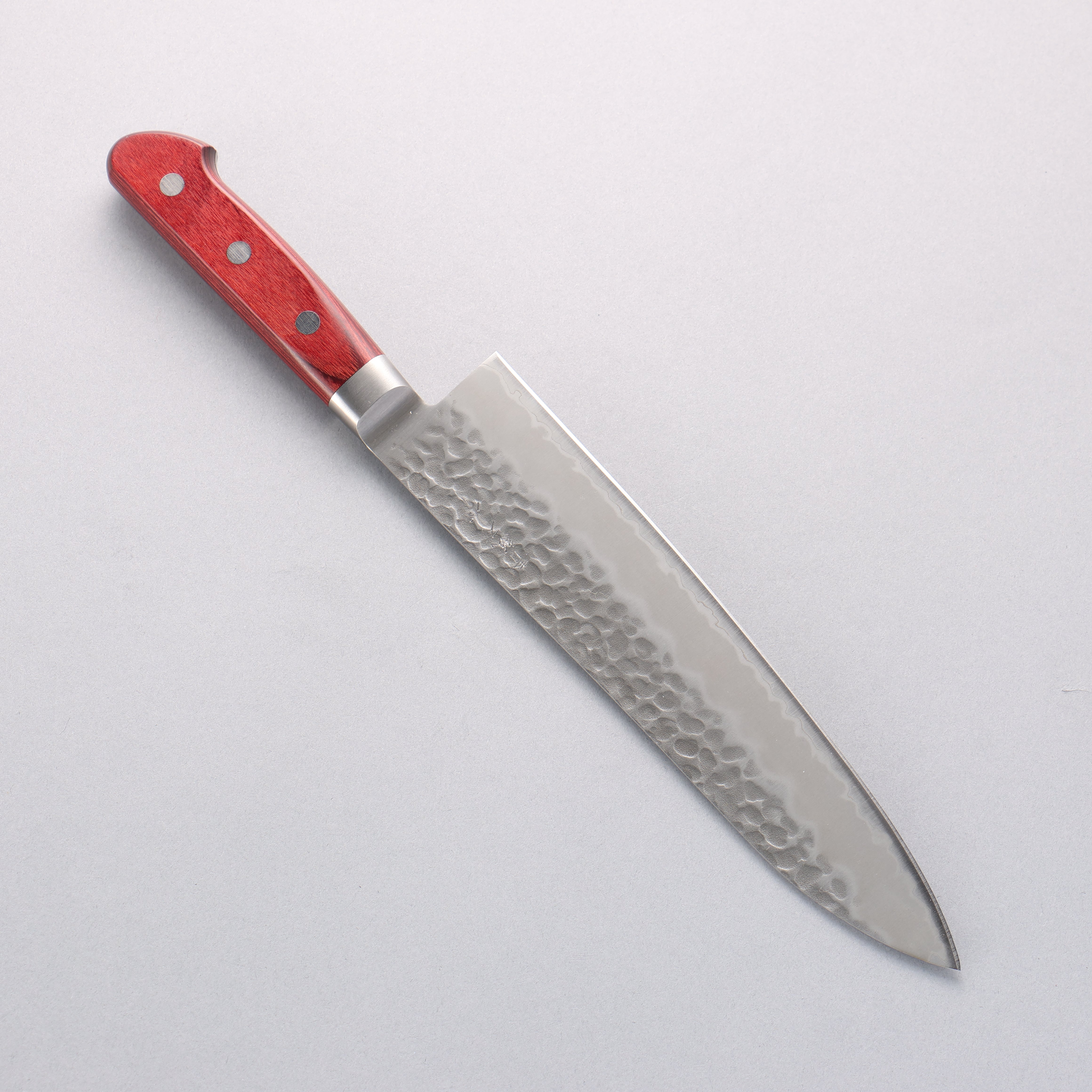 Seisuke Blue Super Hammered Gyuto 210mm Red Pakka wood Handle - Japanny - Best Japanese Knife