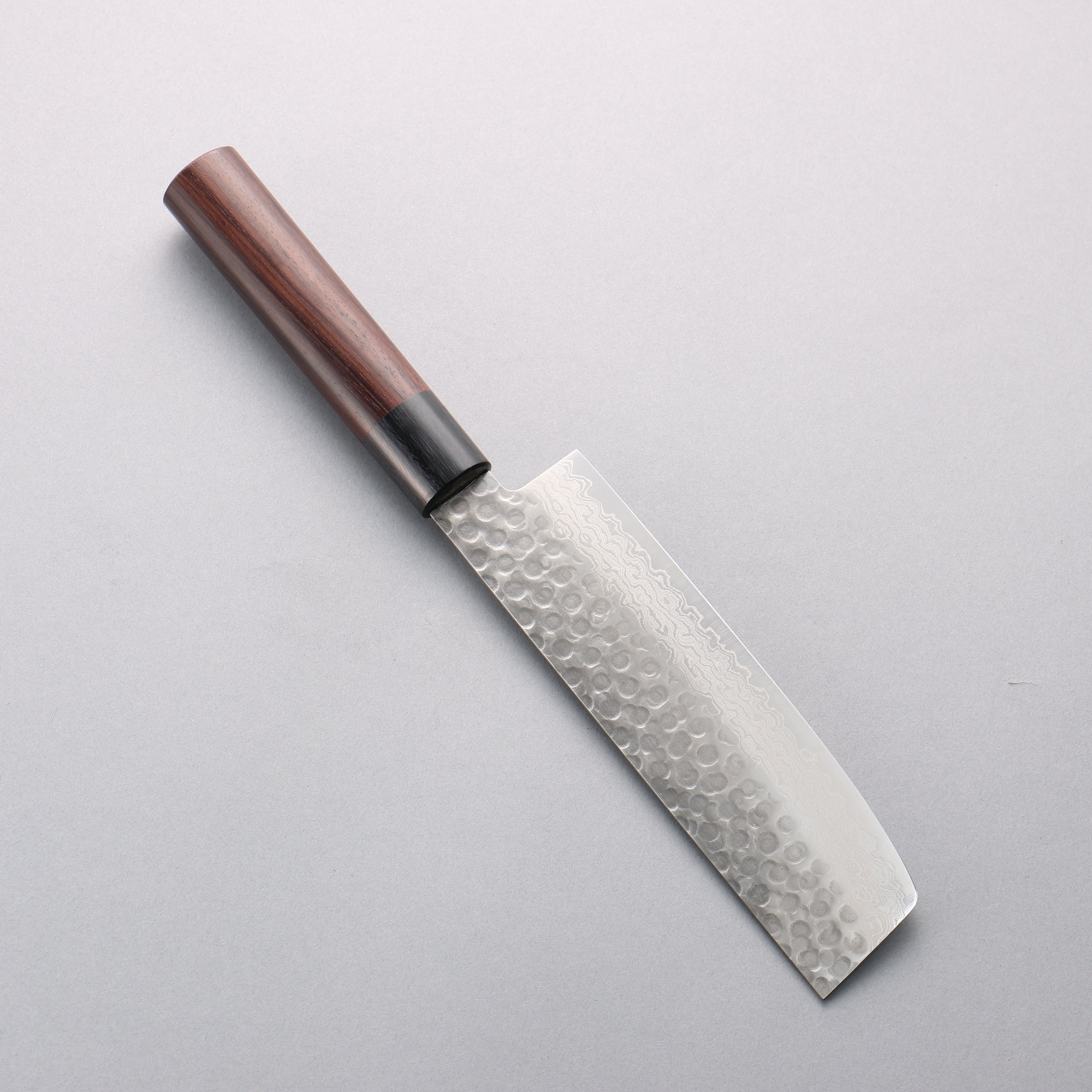 Seisuke Sumi VG10 Hammered Damascus Nakiri 165mm Rosewood (Ferrule: Black Pakka Wood) Handle - Japanny - Best Japanese Knife