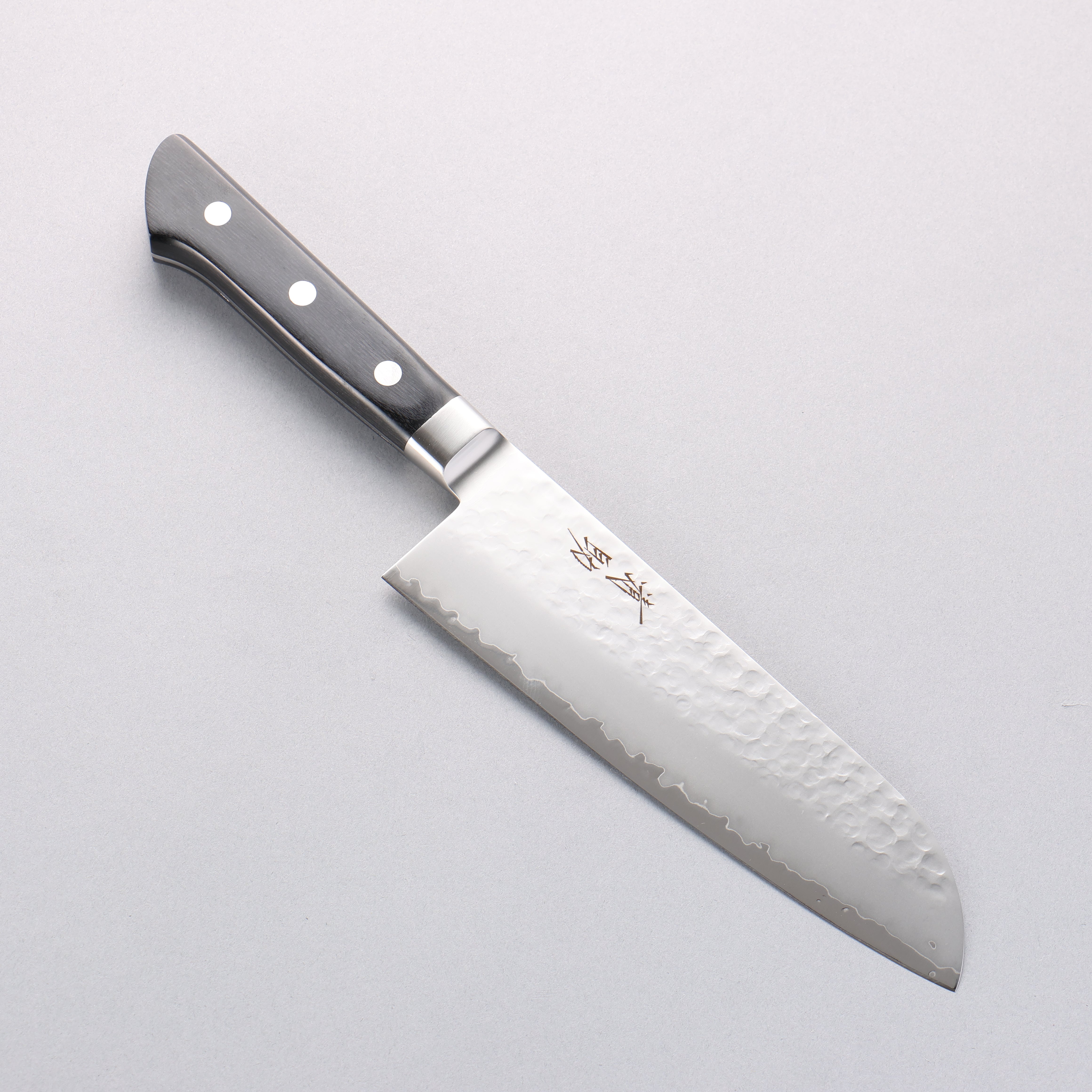 Seisuke VG5 Hammered Kasumitogi Santoku 175mm Black Pakka wood Handle - Japanny - Best Japanese Knife
