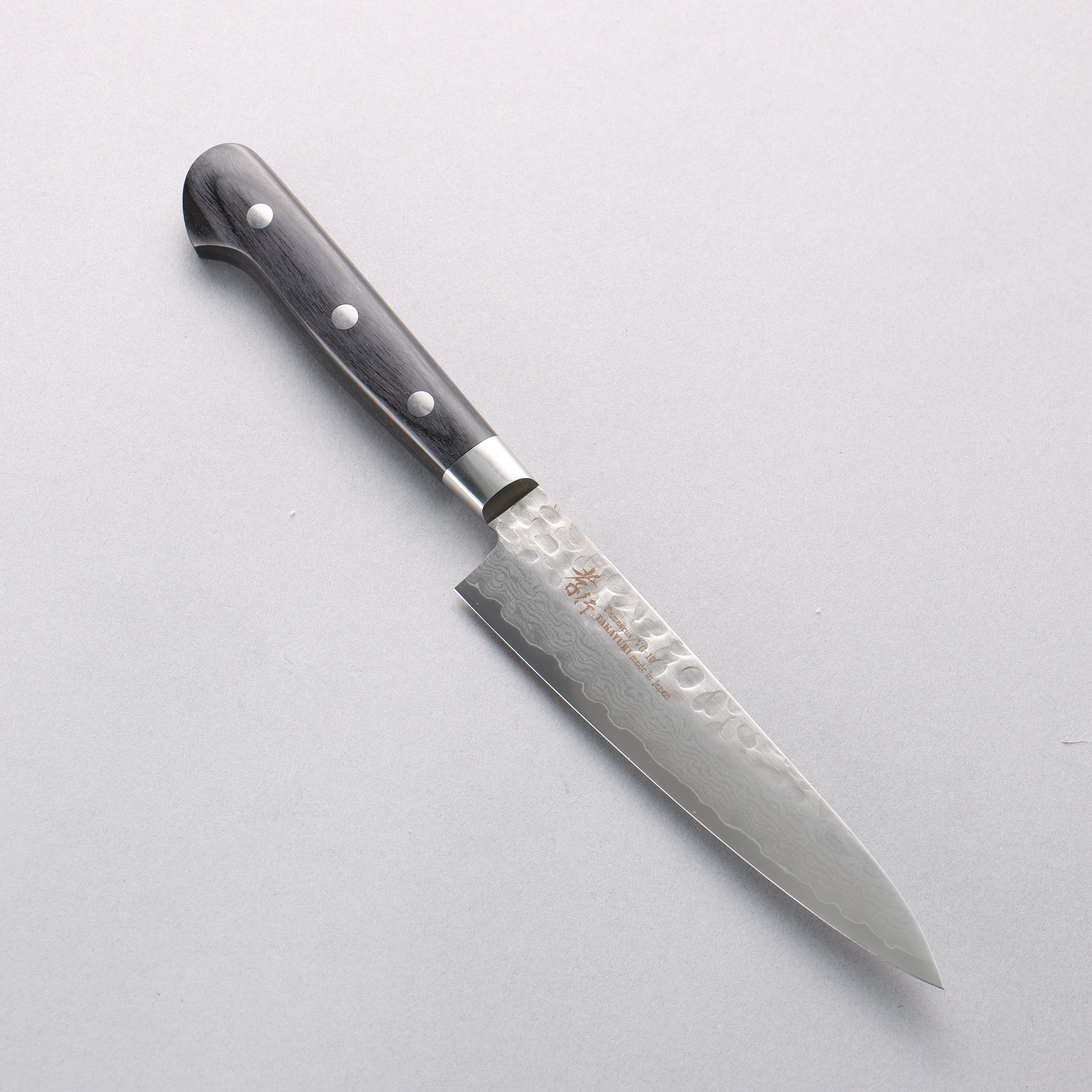 Sakai Takayuki VG10 Hammered Damascus 17 Layer Petty-Utility 135mm Black Pakka wood Handle - Japanny - Best Japanese Knife