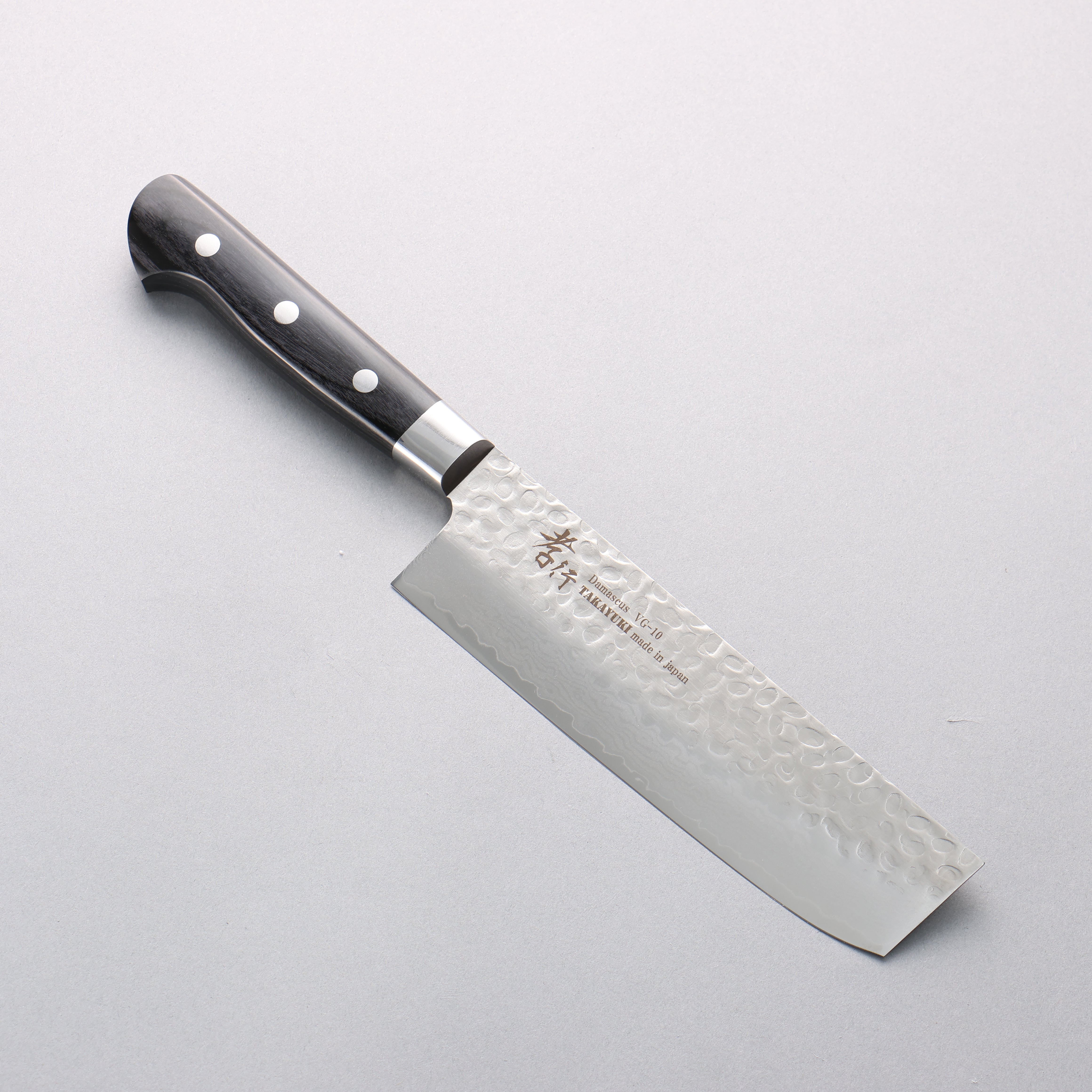 Sakai Takayuki VG10 Hammered Damascus 17 Layer Nakiri 160mm Black Pakka wood Handle - Japanny - Best Japanese Knife