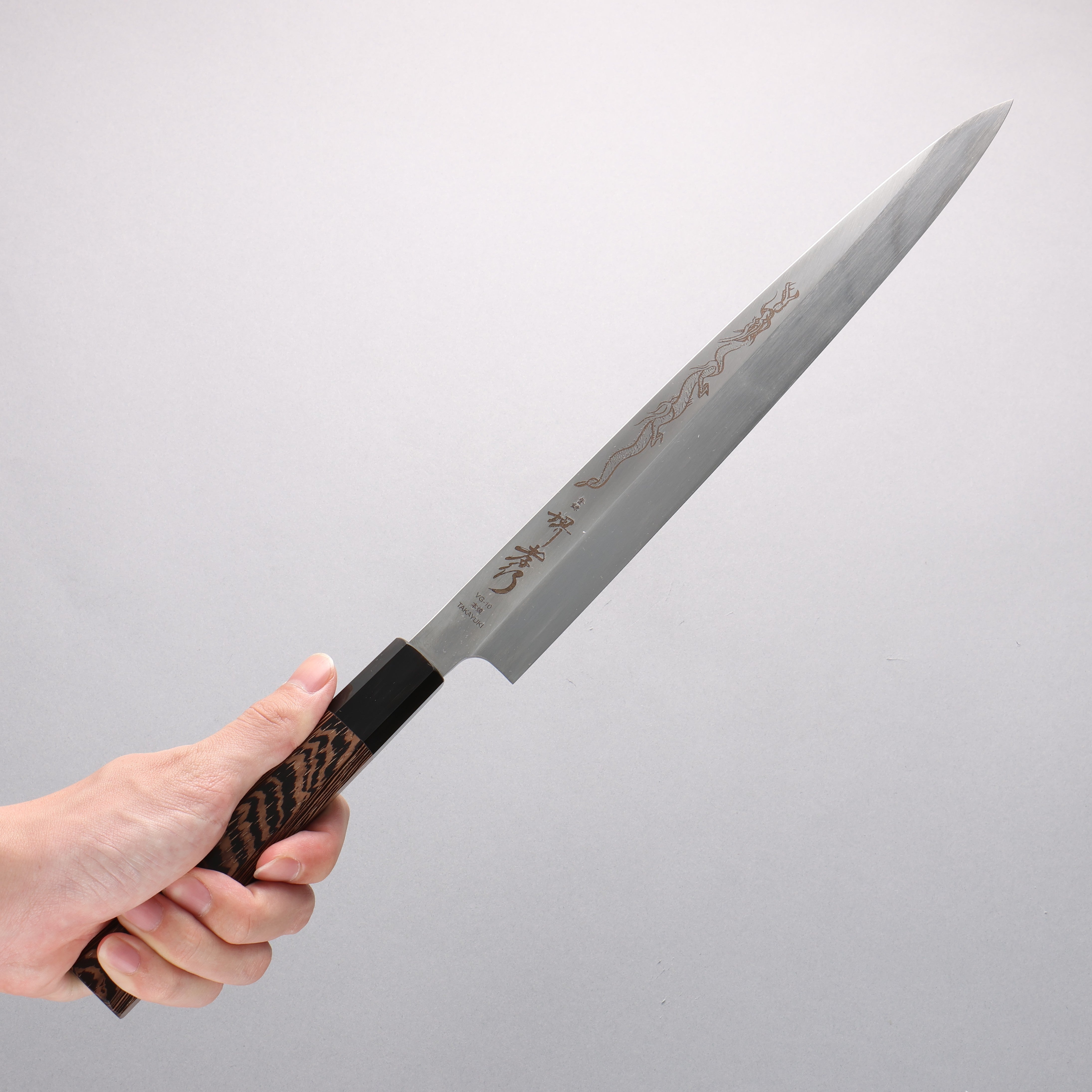 Sakai Takayuki Honyaki VG10 Dragon engraving Yanagiba 300mm Wenge Handle with Sheath - Japanny - Best Japanese Knife