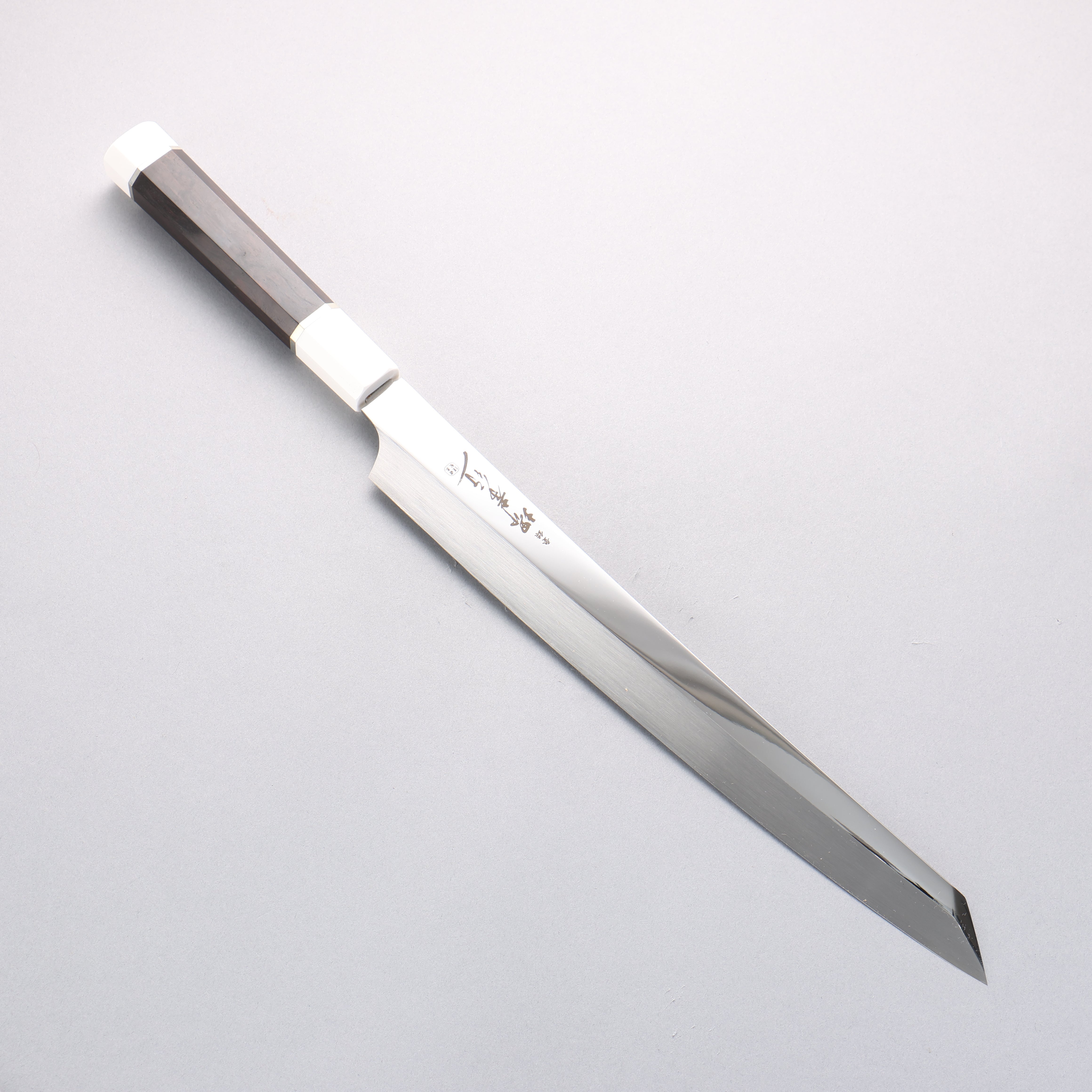 Sakai Takayuki Ginryu Honyaki Swedish Steel Mirrored Finish Kengata Yanagiba 300mm Ebony Wood Handle with Sheath - Japanny - Best Japanese Knife