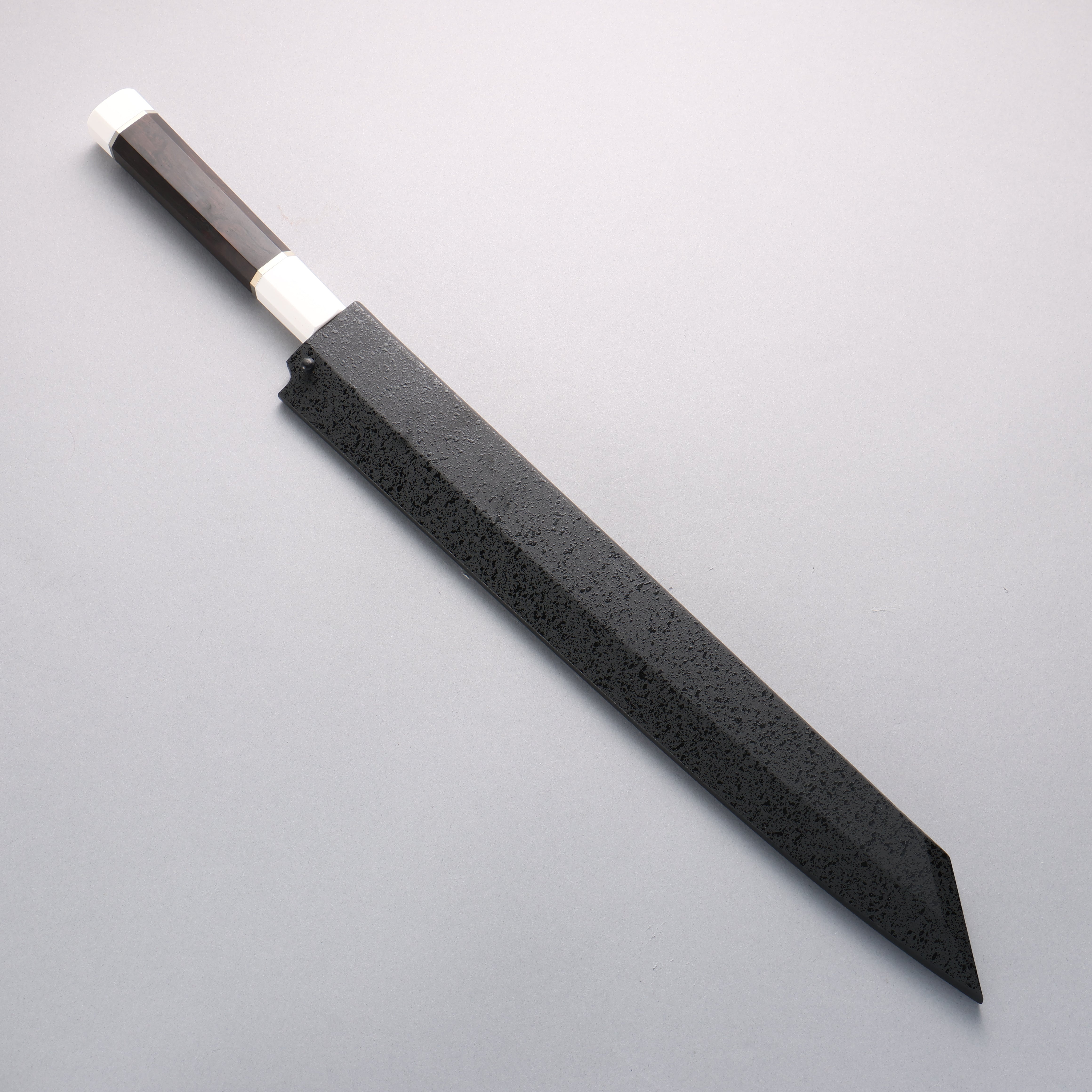 Sakai Takayuki Ginryu Honyaki Swedish Steel Mirrored Finish Kengata Yanagiba 300mm Ebony Wood Handle with Sheath - Japanny - Best Japanese Knife