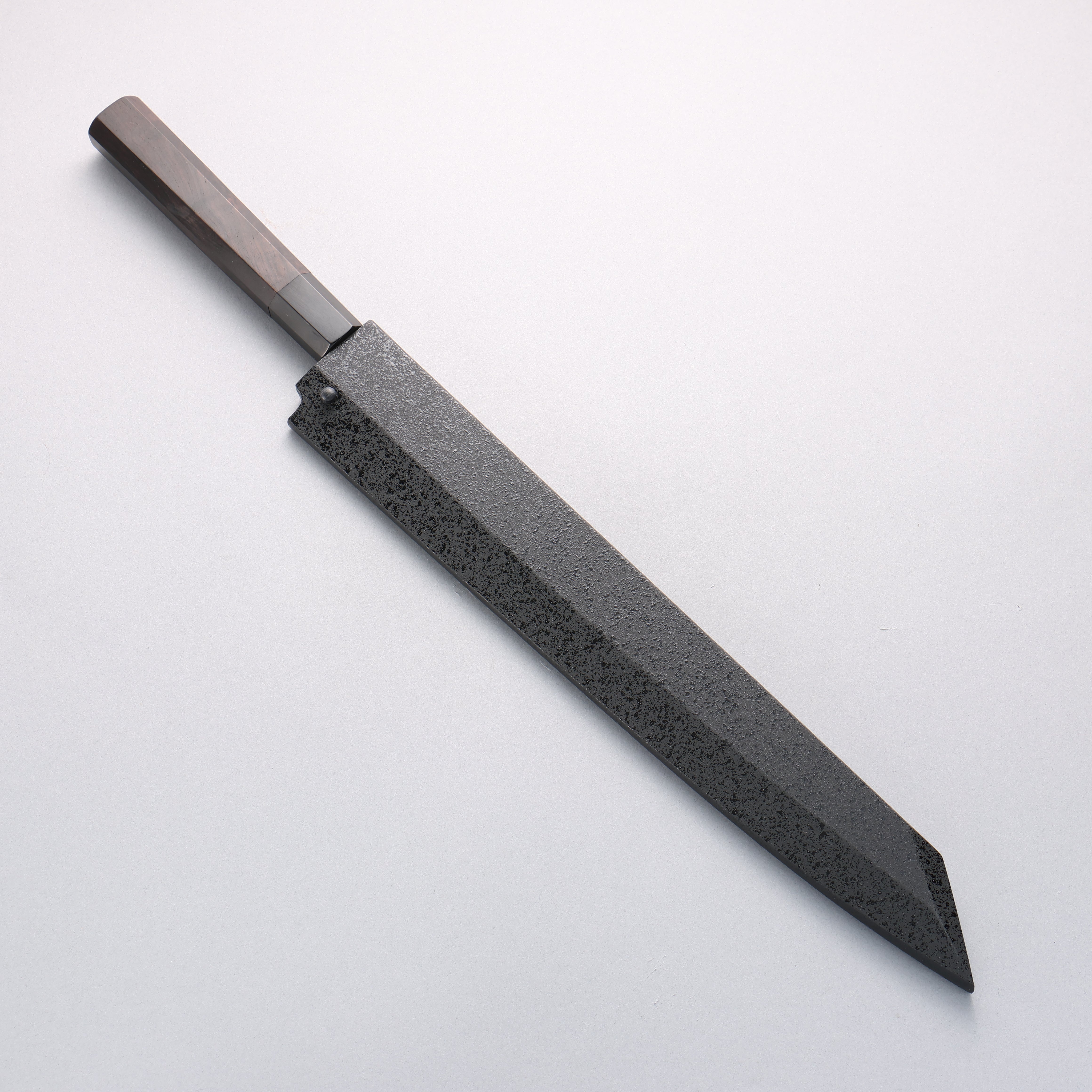 Sakai Takayuki Hien Blue Steel No.2 Mirrored Finish Kengata Yanagiba 300mm Ebony Wood Handle with Sheath - Japanny - Best Japanese Knife