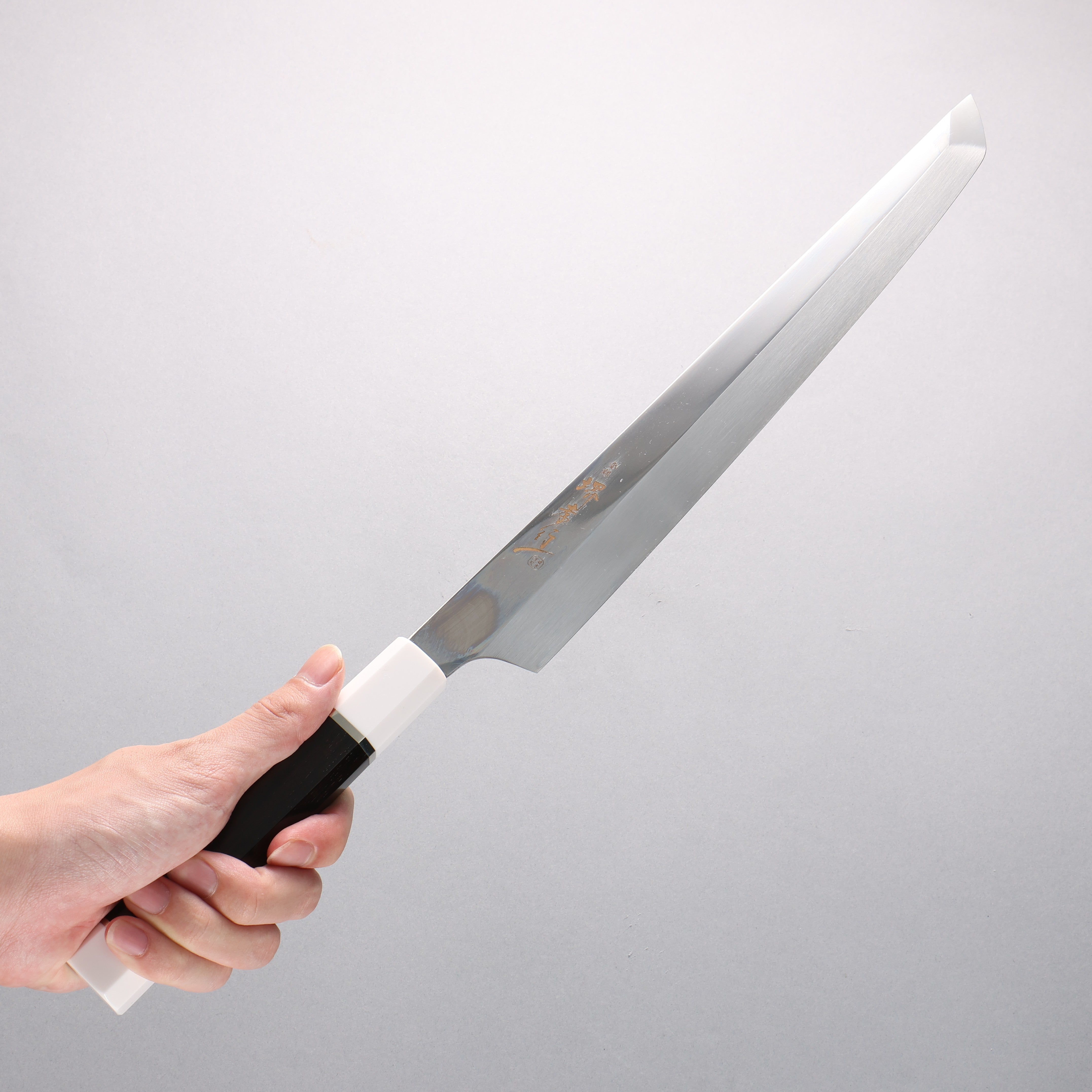 Sakai Takayuki Ginryu Honyaki Swedish Steel Mirrored Finish Sakimaru Yanagiba 300mm Ebony Wood Handle with Sheath - Japanny - Best Japanese Knife