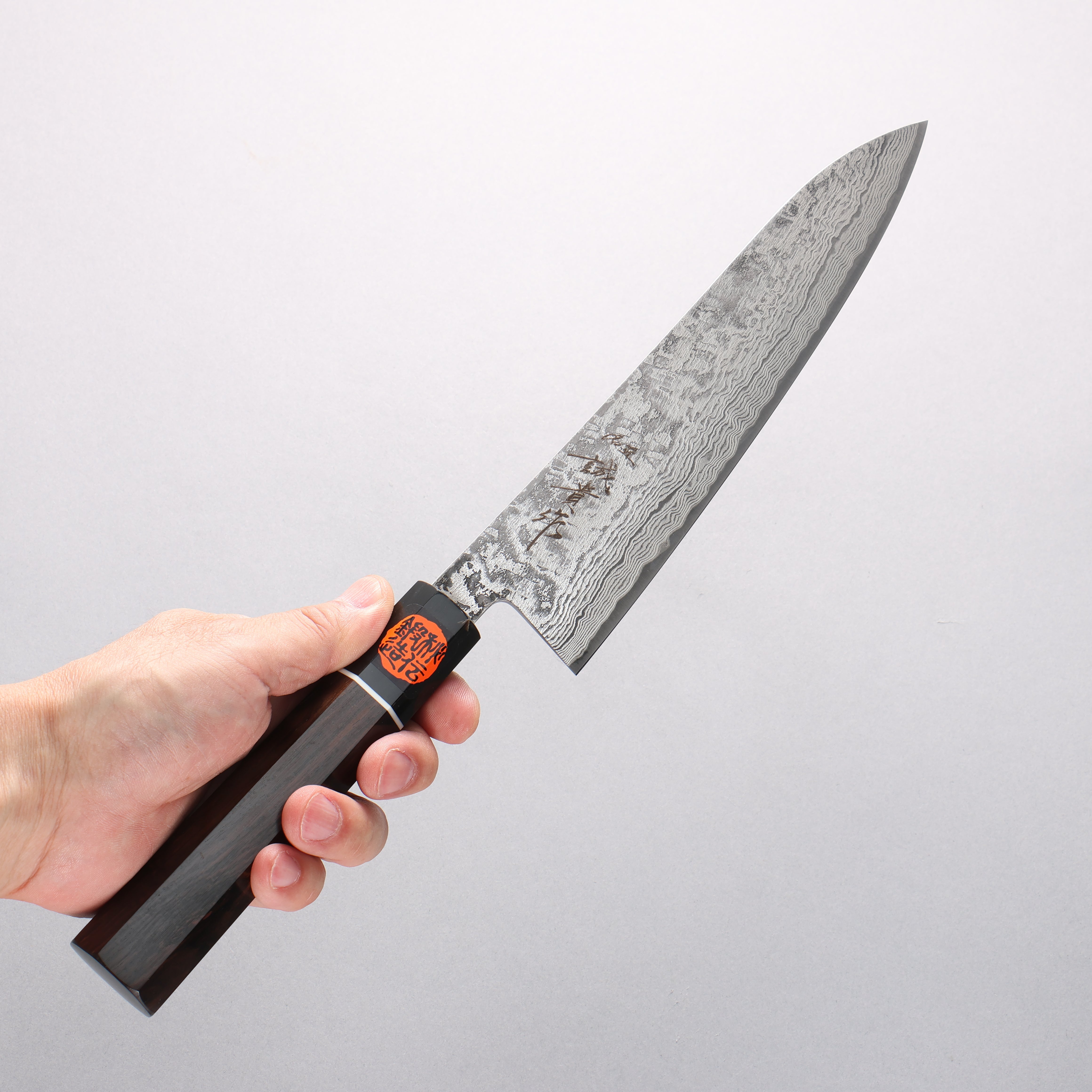 Shigeki Tanaka Habakiri SG2 Damascus Gyuto 210mm Ebony Wood Handle - Japanny - Best Japanese Knife