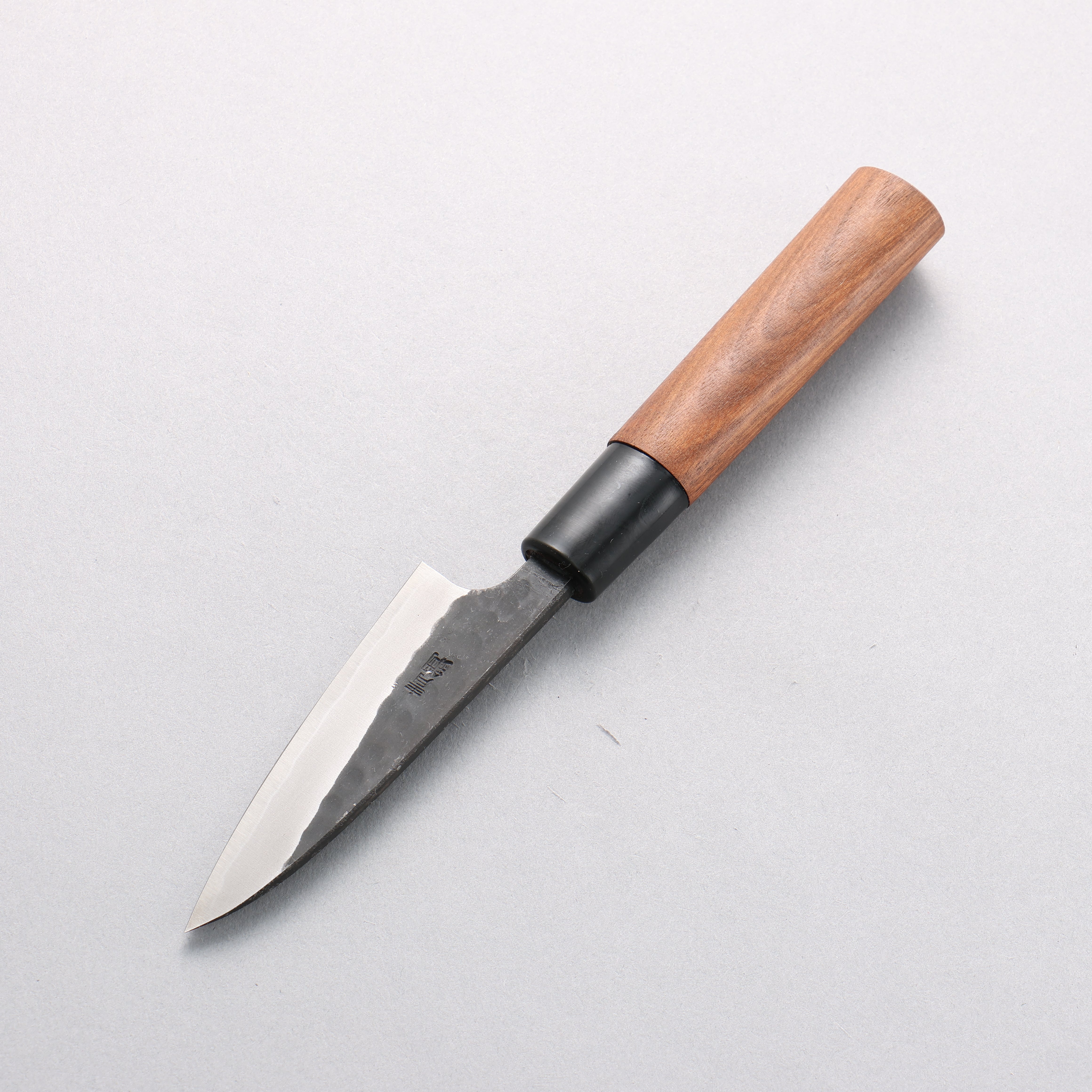 Nao Yamamoto Yasuki Blue Steel Kurouchi Hammered Paring 90mm Walnut Handle - Japanny - Best Japanese Knife