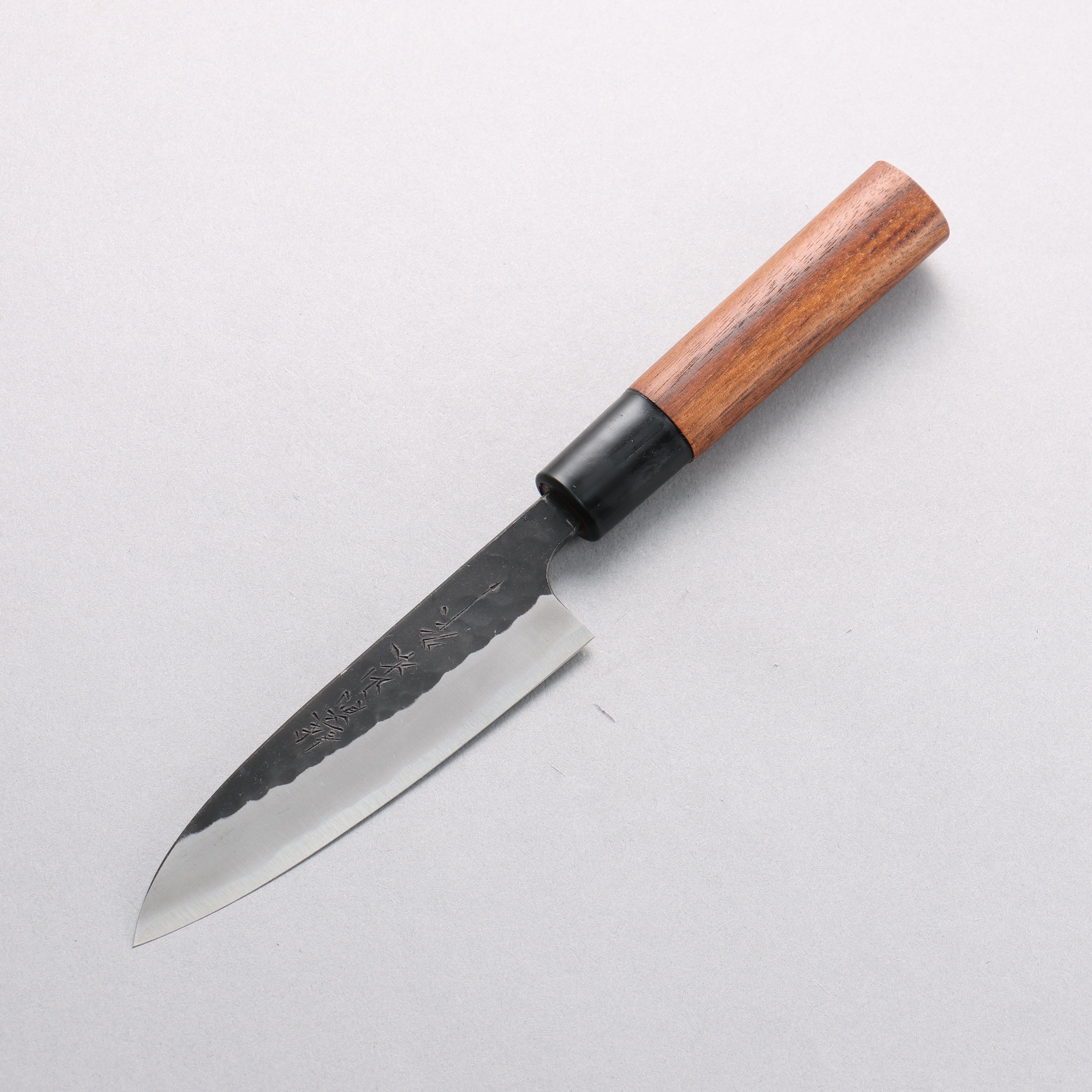 Nao Yamamoto Yasuki Blue Steel Kurouchi Hammered Petty-Utility 120mm Walnut Handle - Japanny - Best Japanese Knife