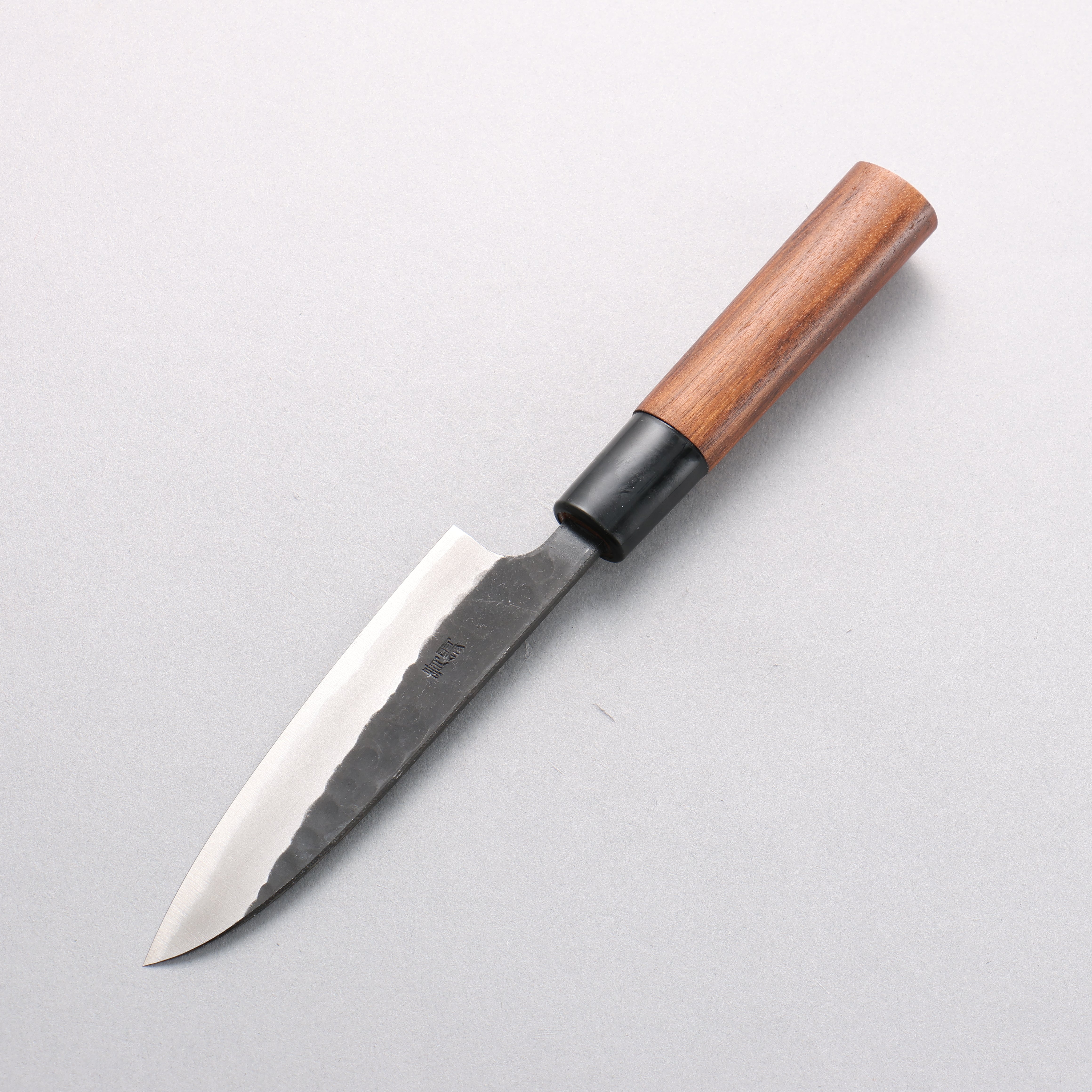 Nao Yamamoto Yasuki Blue Steel Kurouchi Hammered Petty-Utility 120mm Walnut Handle - Japanny - Best Japanese Knife