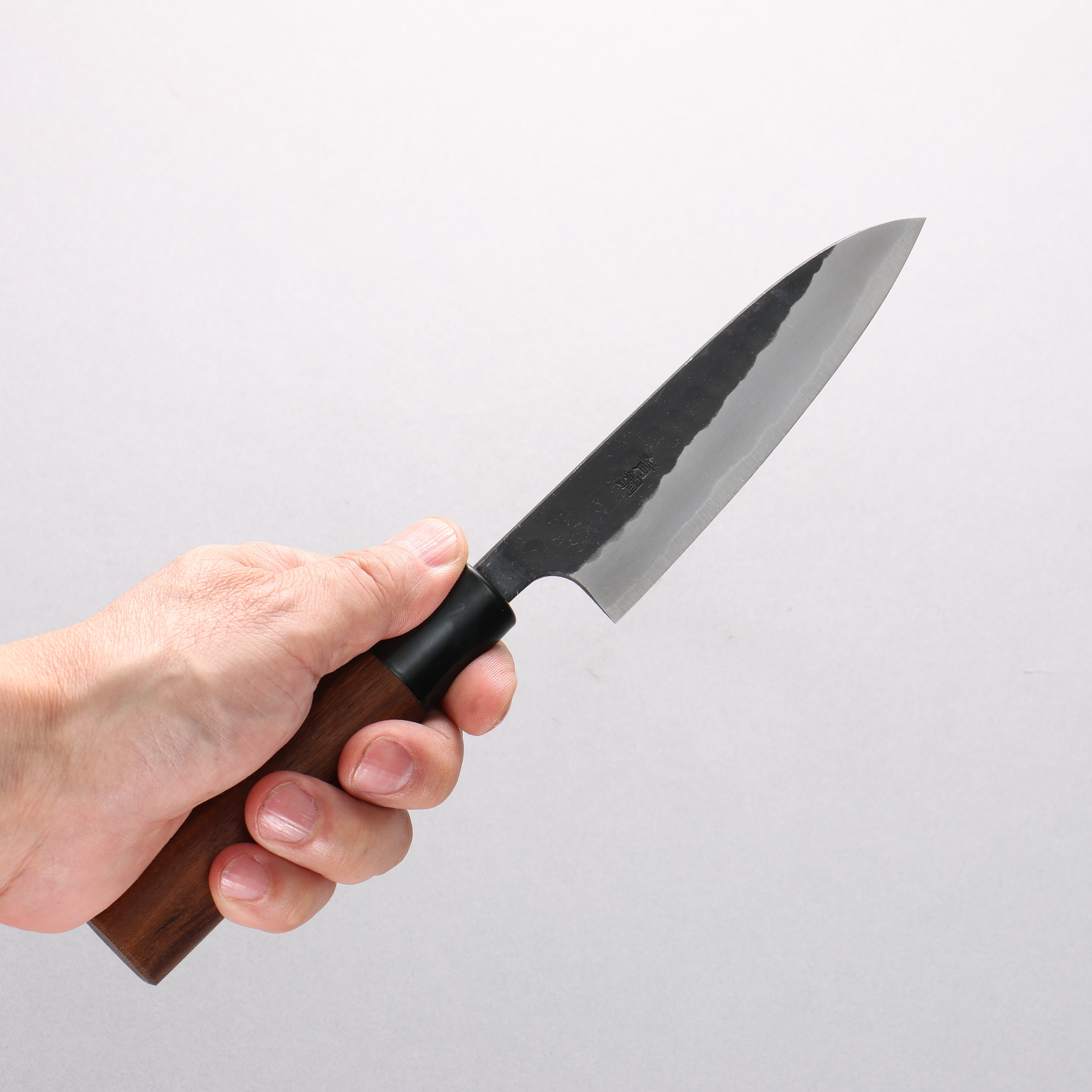 Nao Yamamoto Yasuki Blue Steel Kurouchi Hammered Petty-Utility 120mm Walnut Handle - Japanny - Best Japanese Knife