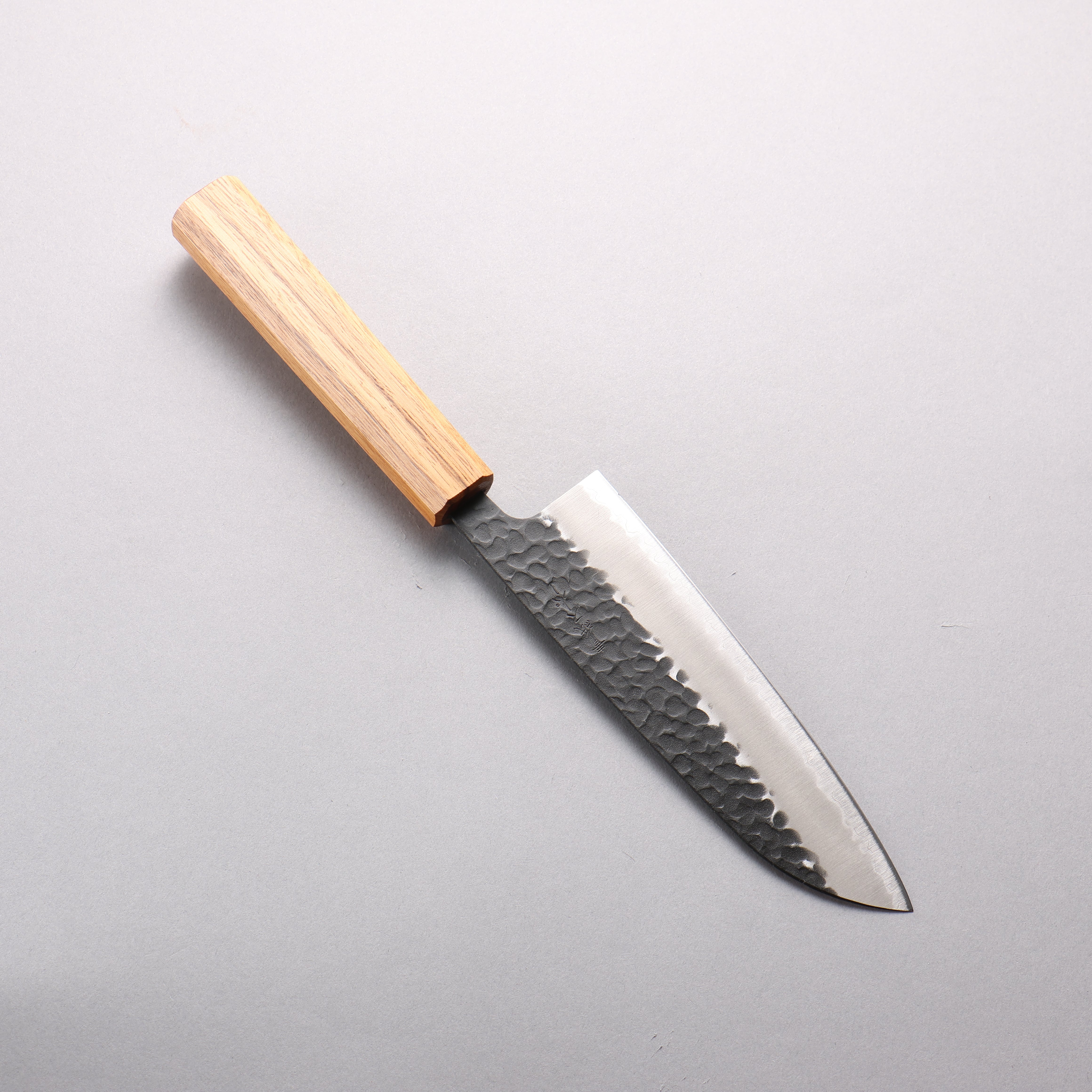 Oul Blue Super Hammered Black Finished Santoku 165mm Oak Handle - Japanny - Best Japanese Knife