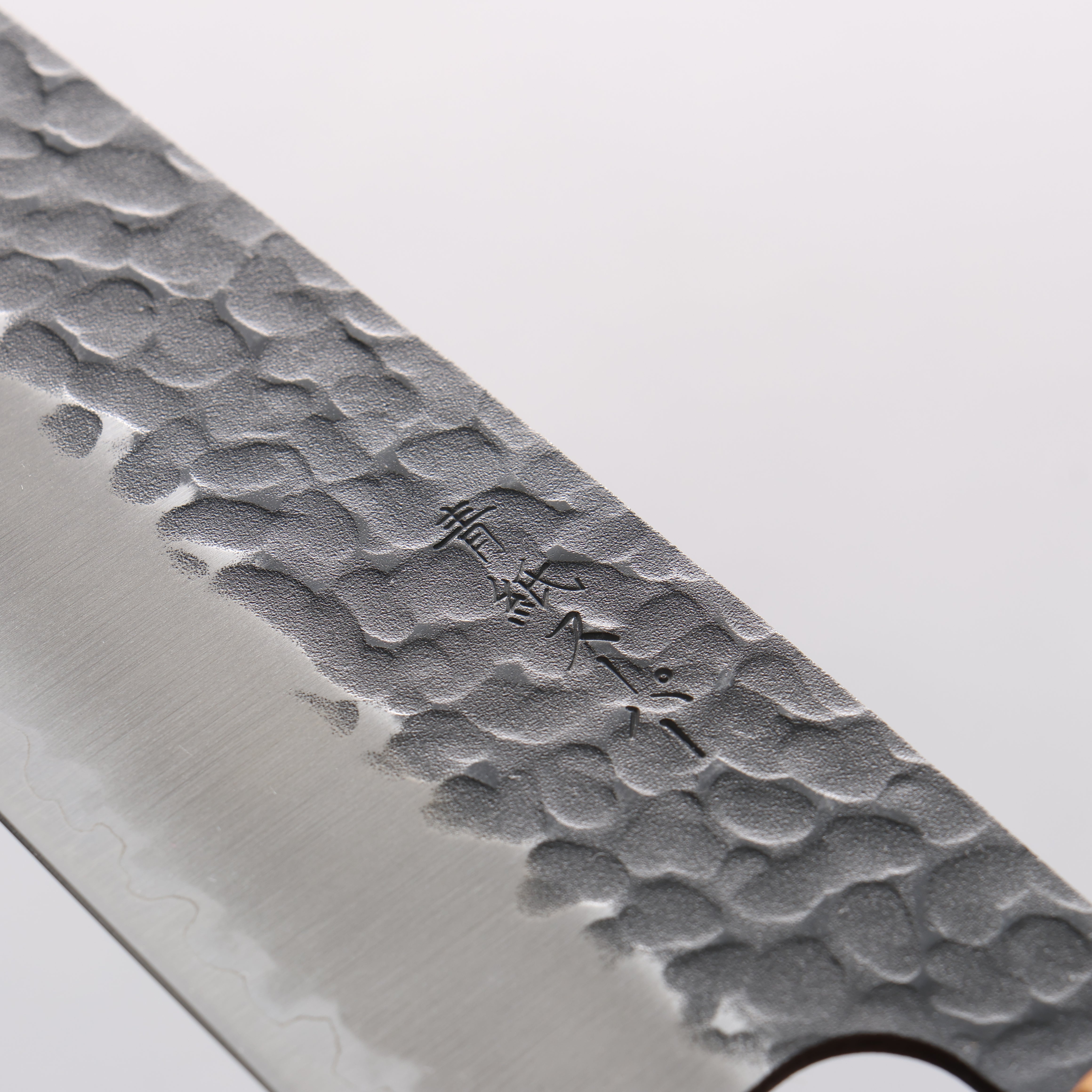 Oul Blue Super Hammered Black Finished Santoku 165mm Oak Handle - Japanny - Best Japanese Knife