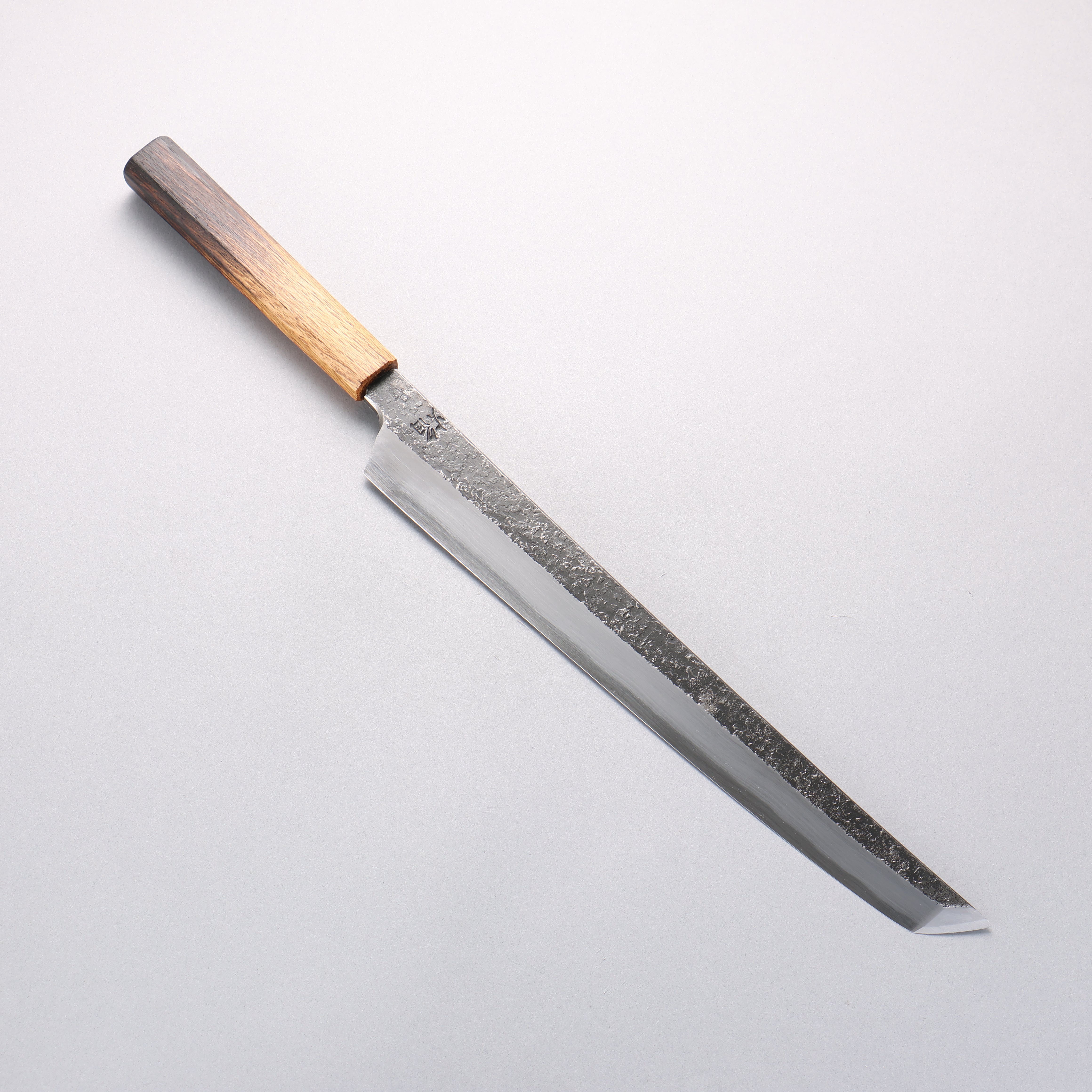 Sakai Takayuki Homura Guren Genbu Blue Steel No.2 Kurouchi Hammered Sakimaru Yanagiba 300mm Burnt Oak Handle - Japanny - Best Japanese Knife