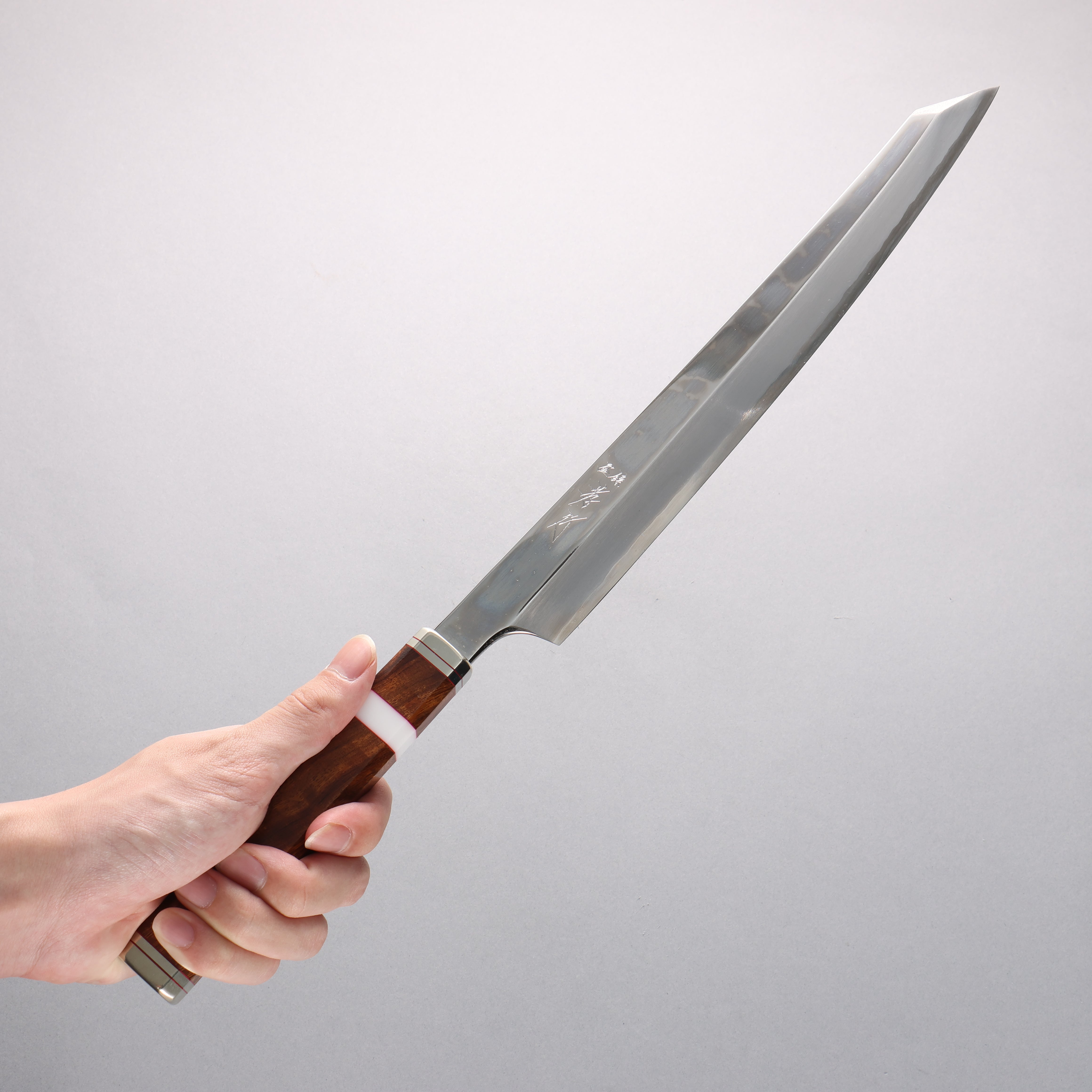 Sakai Takayuki Shiden Silver Steel No.3 Kengata Yanagiba 300mm Desert Ironwood(Sugihara model) Handle - Japanny - Best Japanese Knife