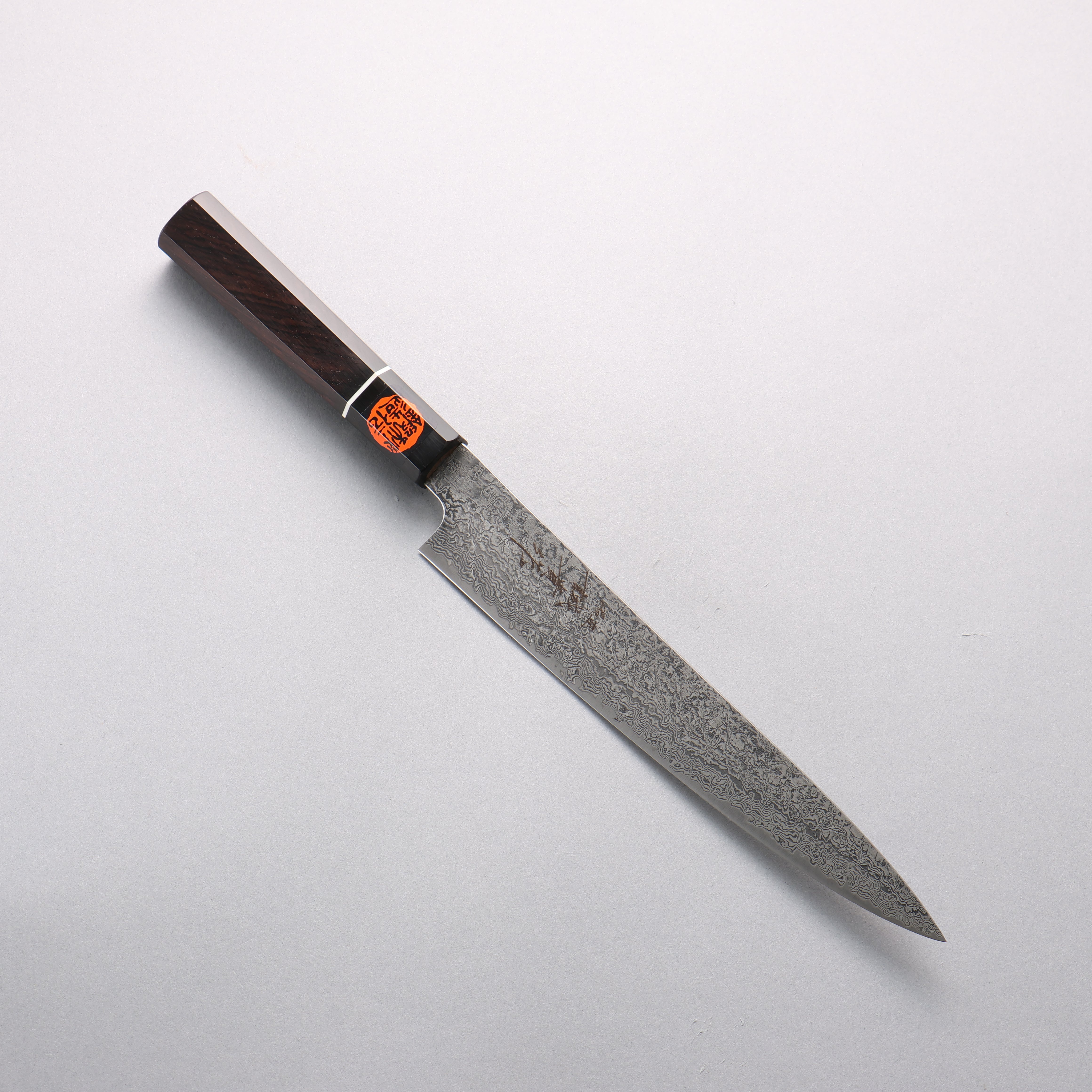 Shigeki Tanaka Habakiri SG2 Damascus Slicer 210mm Ebony Wood Handle - Japanny - Best Japanese Knife