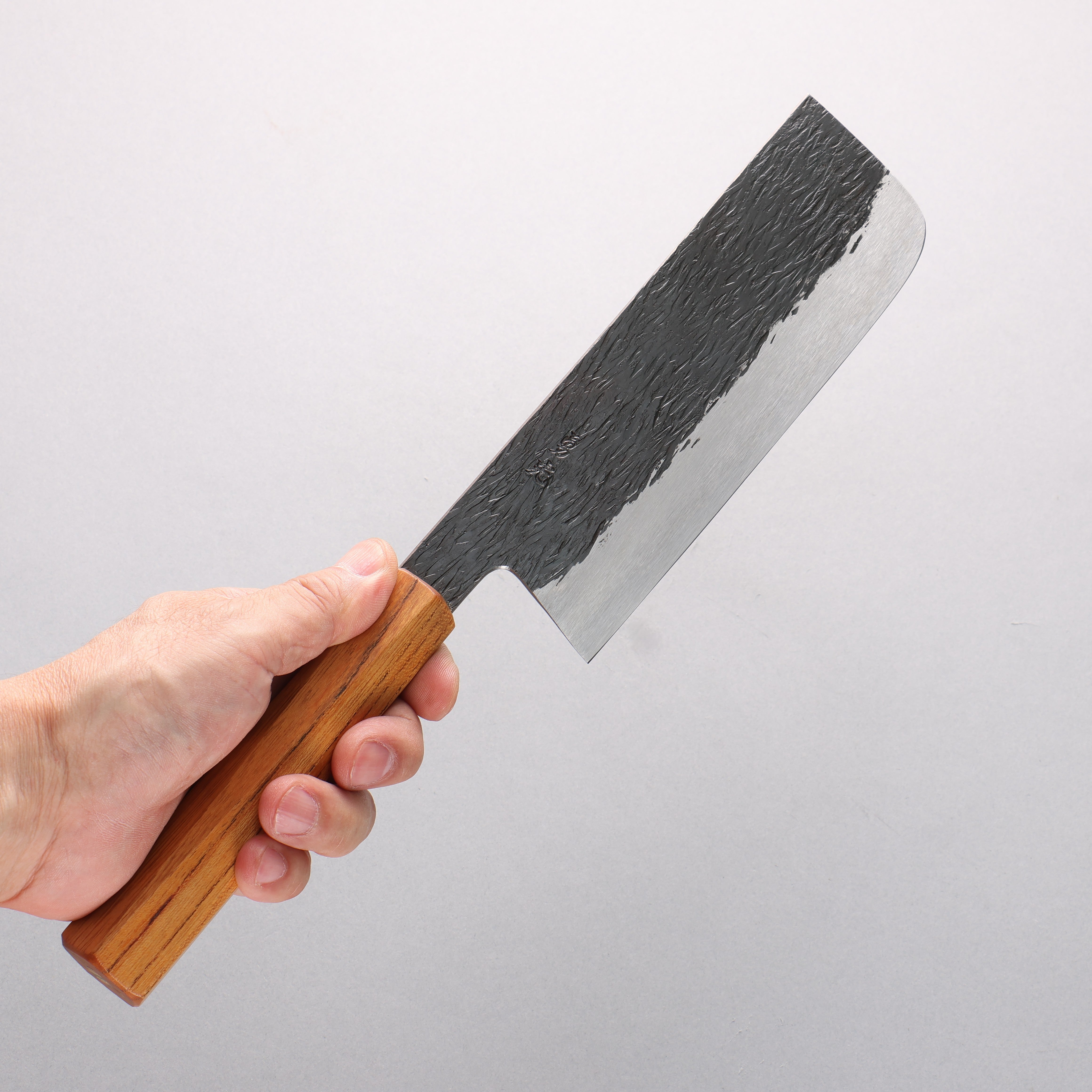 Isamitsu Abe White Steel No.1 Hammered Nakiri 165mm Japanese Elm (pentagonal) Handle - Japanny - Best Japanese Knife