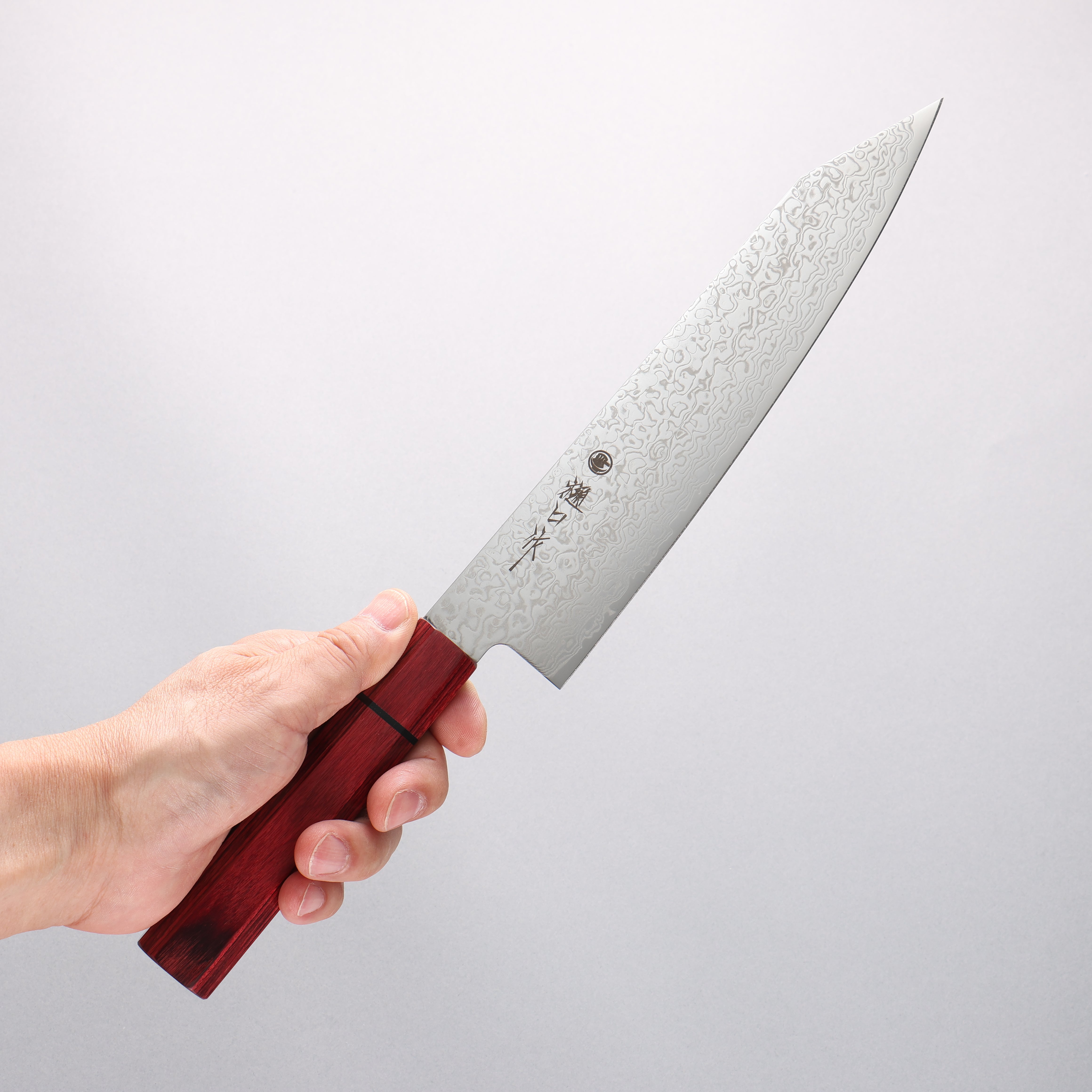 Higuchi SG2 Damascus Migaki Finished Kiritsuke Gyuto 210mm Red Pakka wood Handle - Japanny - Best Japanese Knife