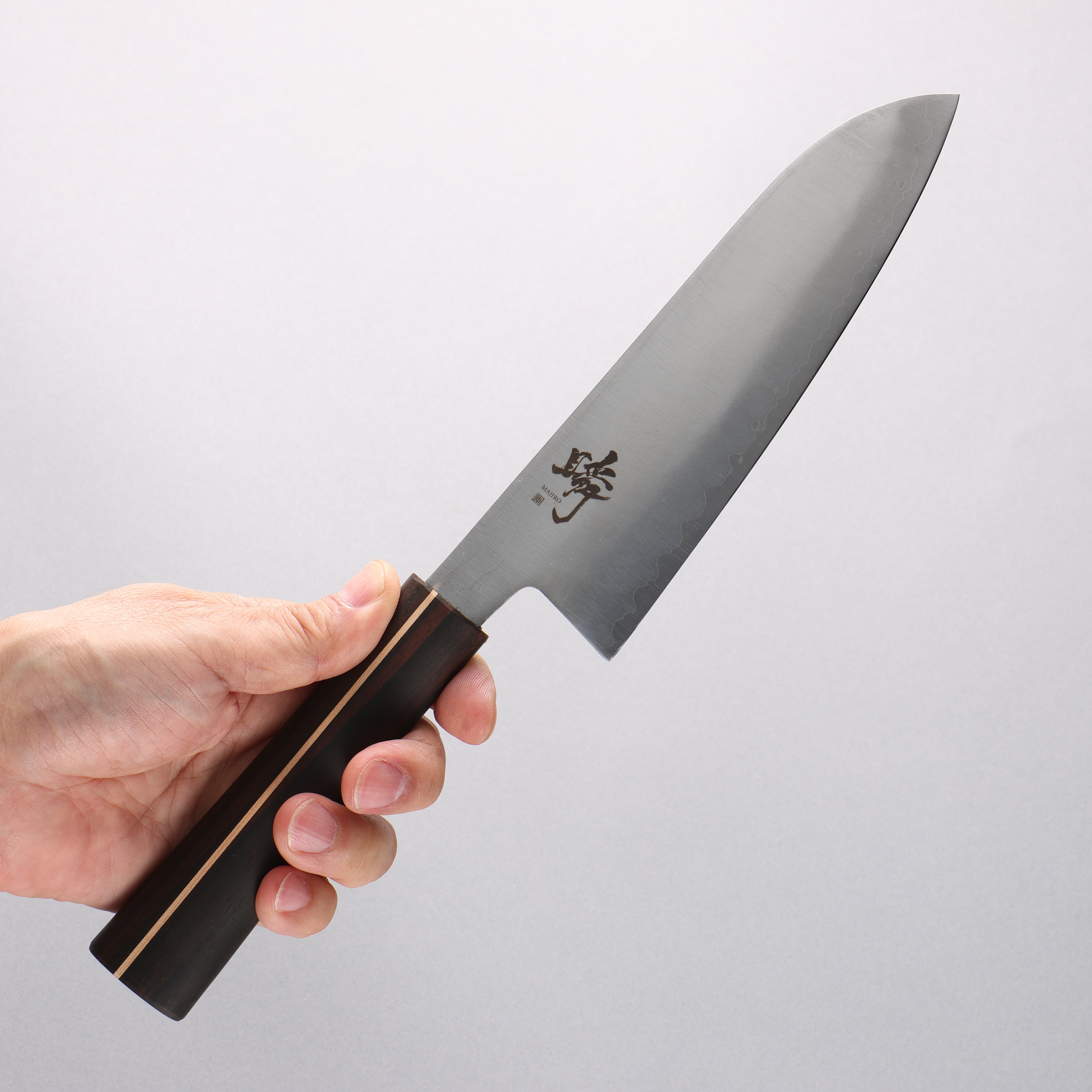 Shigeki Tanaka Majiro Silver Steel No.3 Santoku 165mm Ebony Wood Handle - Japanny - Best Japanese Knife