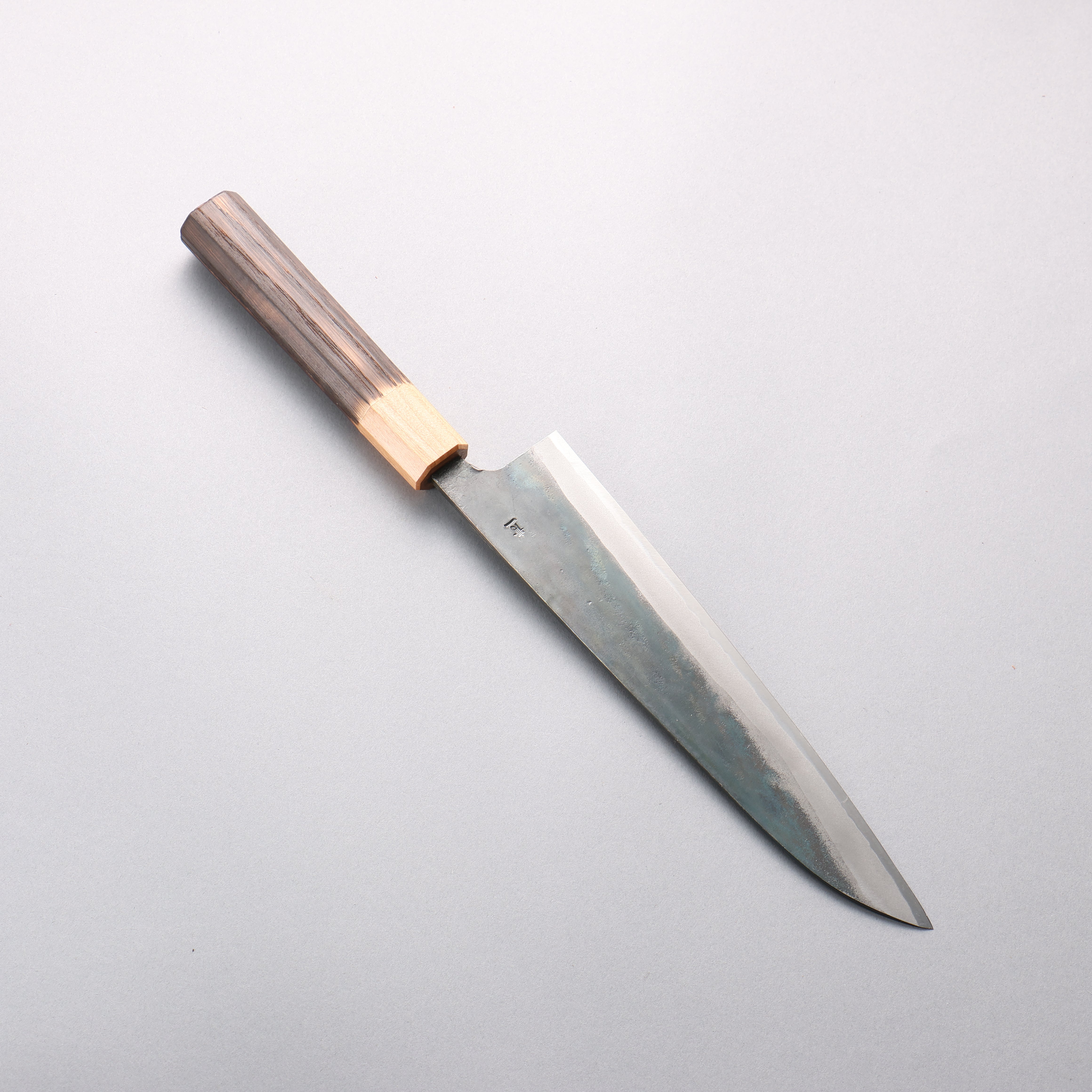 Seisuke Blue Steel No.1 Black Finished Gyuto 210mm Burnt Chestnut (ferrule: Cherry Wood) Handle - Japanny - Best Japanese Knife