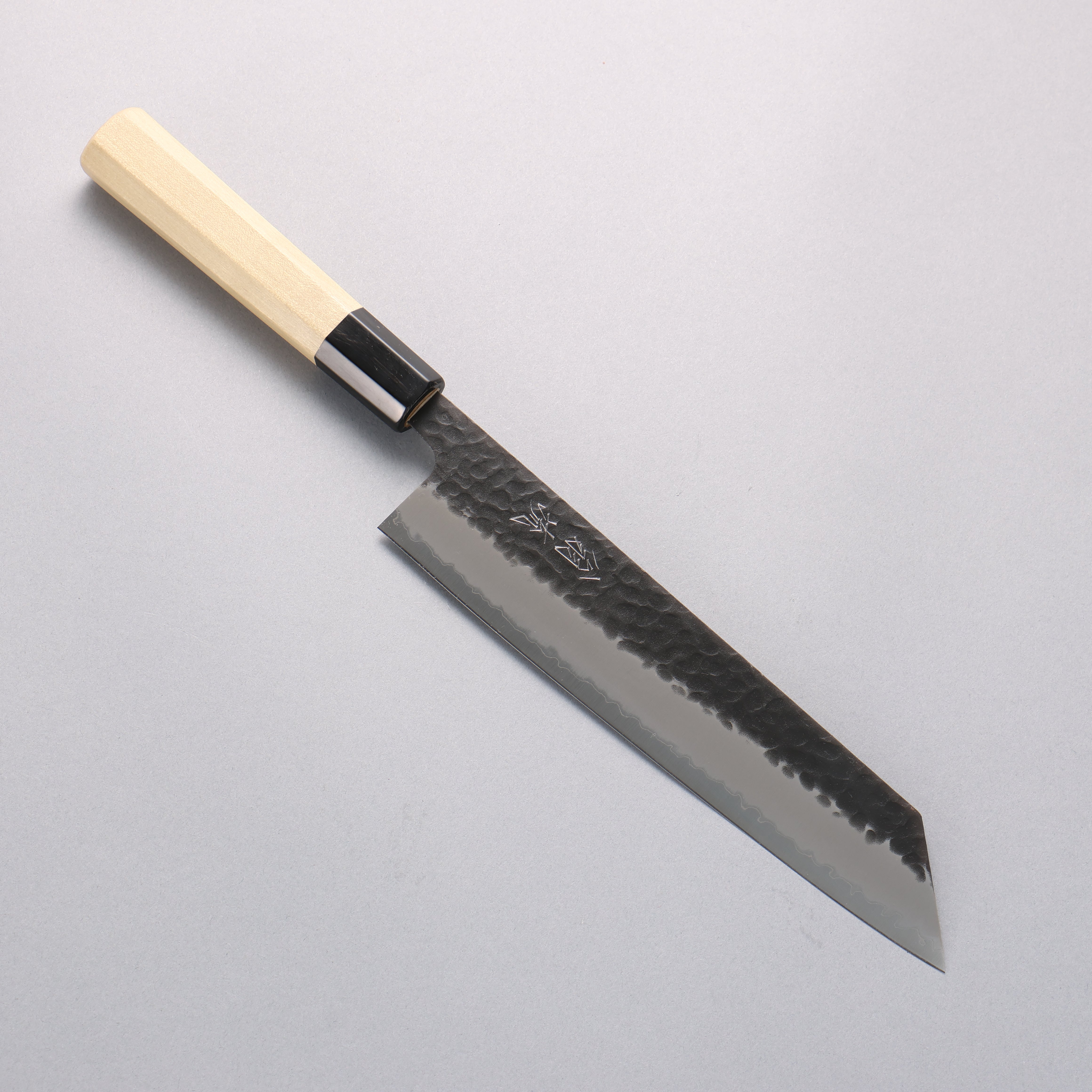 Oul Blue Super Hammered Black Finished Kiritsuke Gyuto 210mm Magnolia Handle - Japanny - Best Japanese Knife