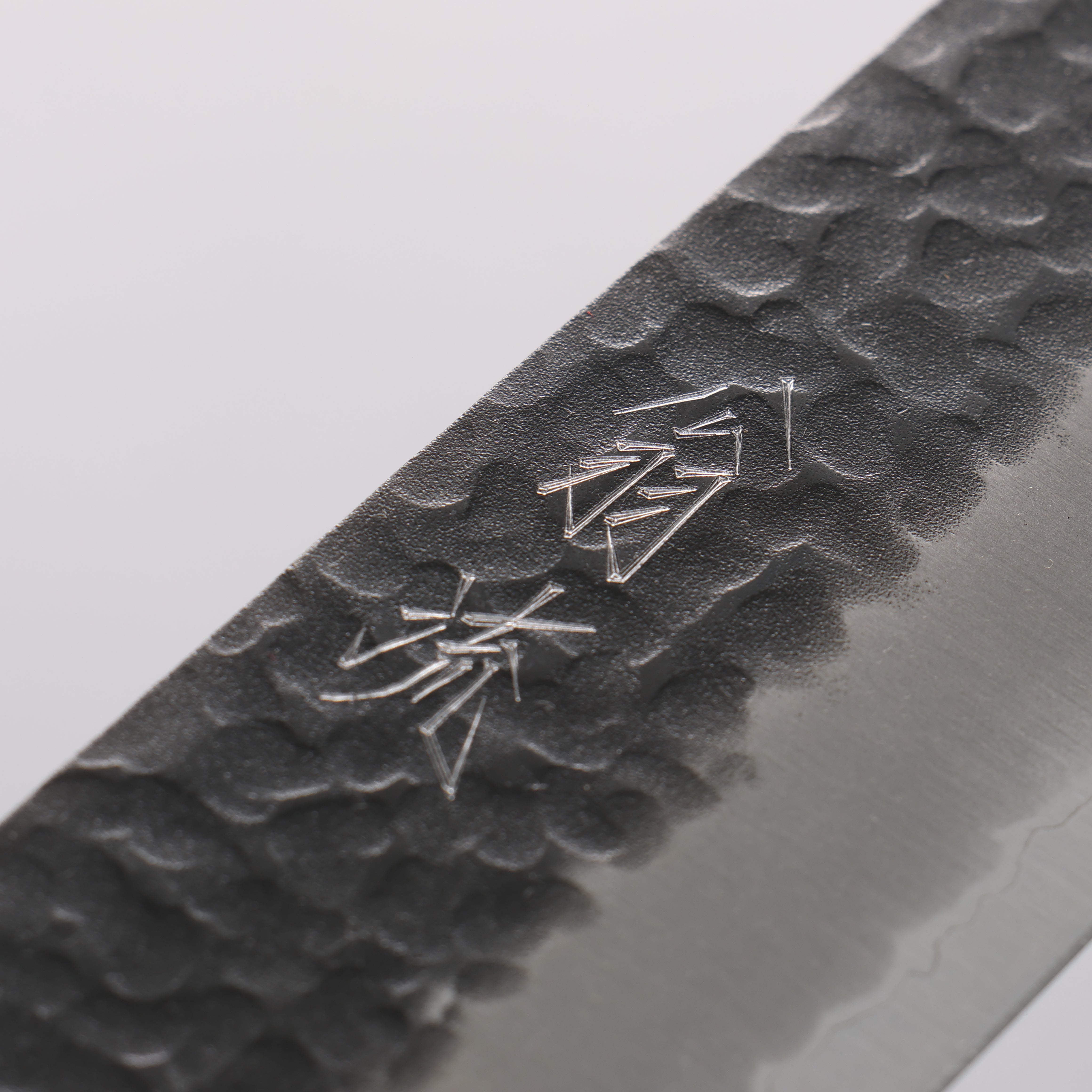 Oul Blue Super Hammered Black Finished Kiritsuke Gyuto 210mm Magnolia Handle - Japanny - Best Japanese Knife