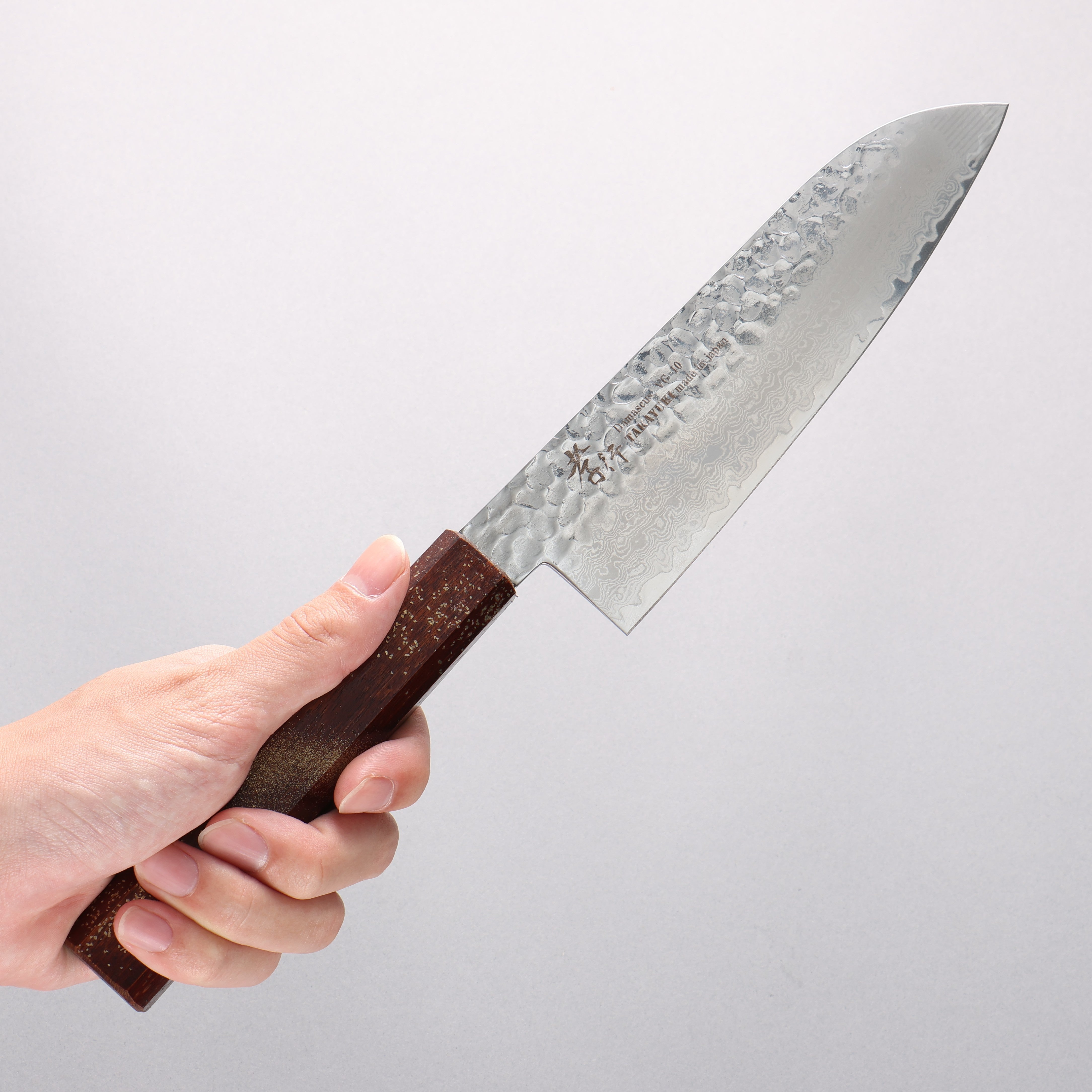 Sakai Takayuki VG10 33 Layer Damascus Santoku 170mm Live oak Lacquered (Seiren) Handle - Japanny - Best Japanese Knife