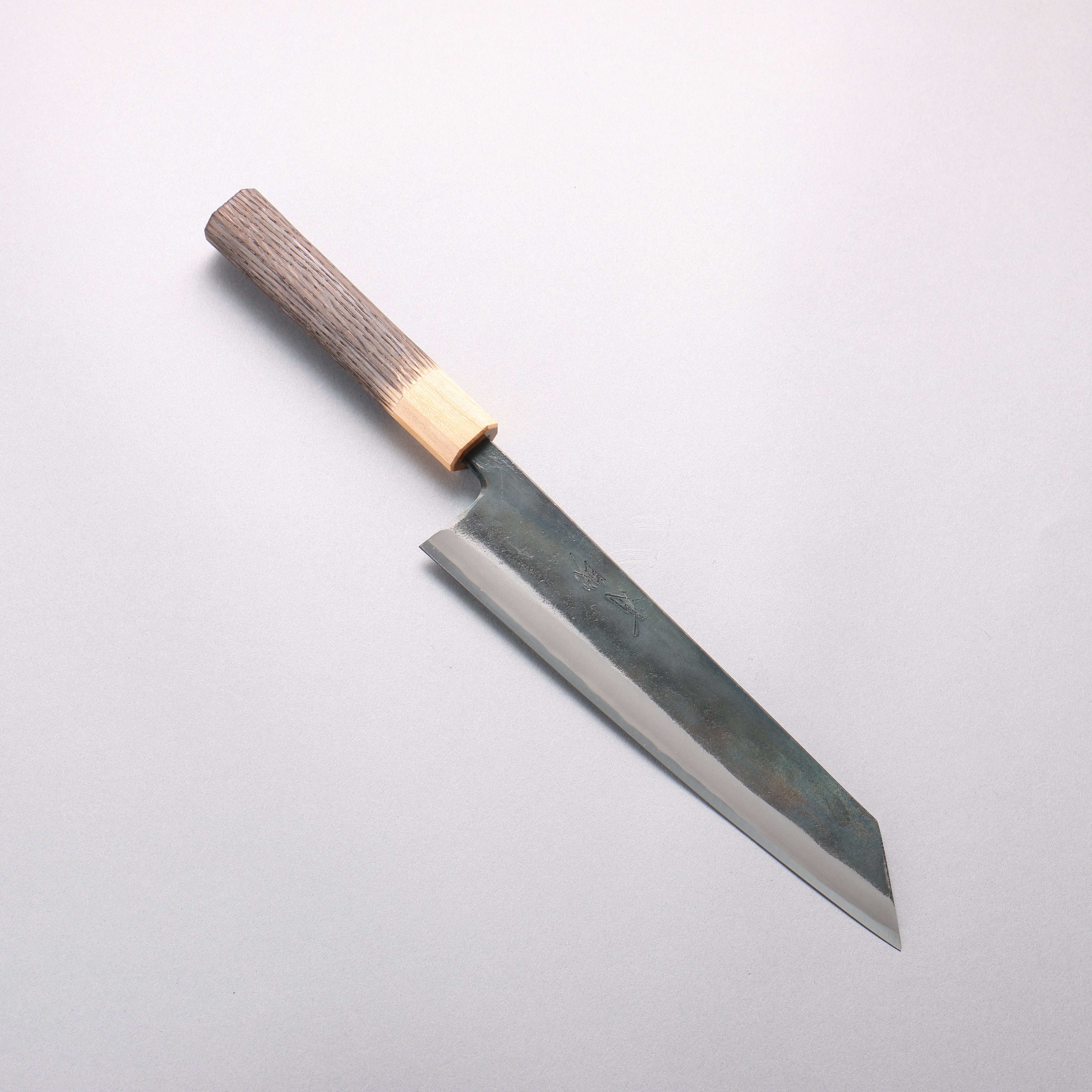 Seisuke Blue Super Black Finished Kiritsuke Gyuto 210mm Burnt Chestnut (ferrule: Cherry Wood) Handle - Japanny - Best Japanese Knife