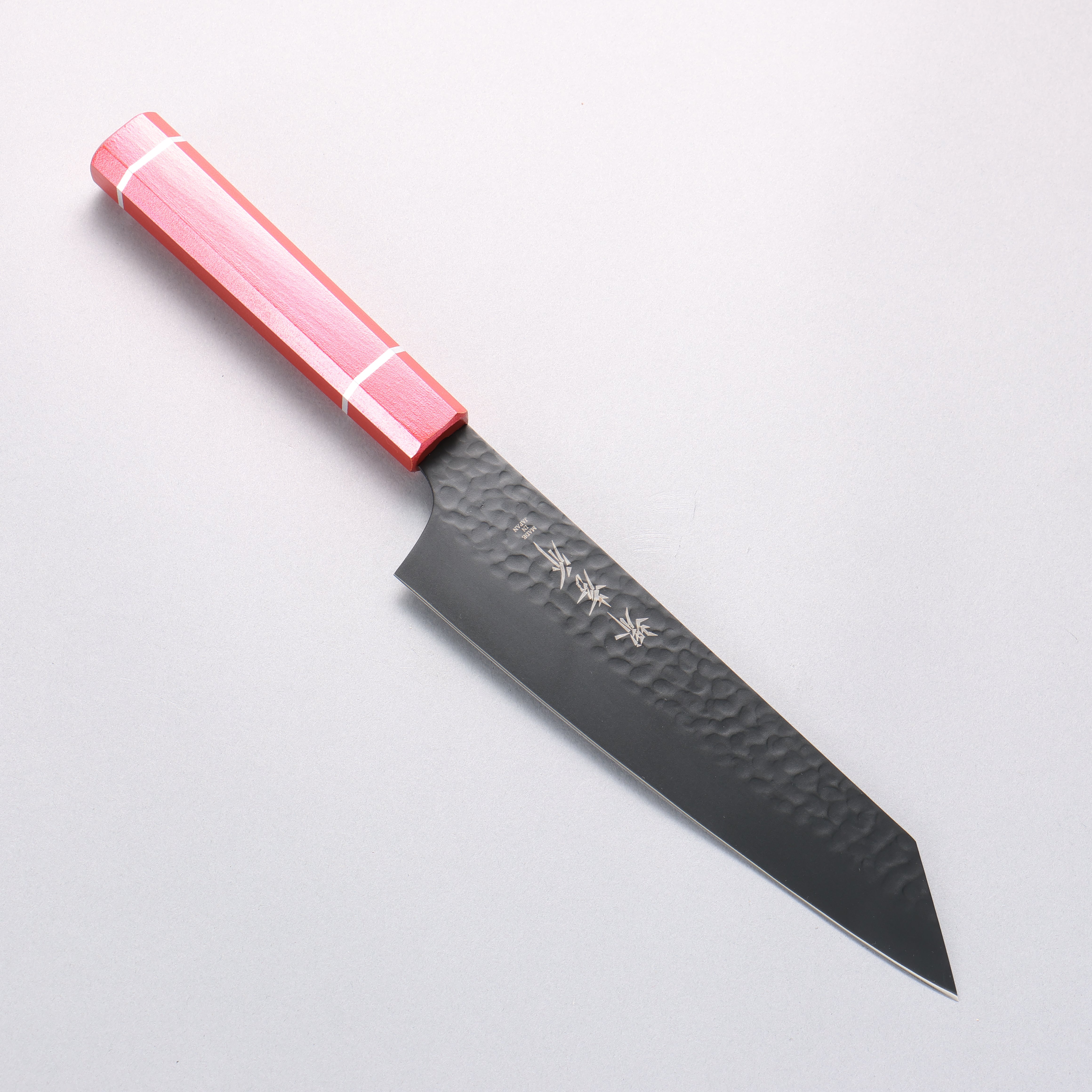 Sakai Takayuki Kurokage VG10 Hammered Teflon Coating Kengata Gyuto 190mm Live oak Lacquered (Kouseki) Handle - Japanny - Best Japanese Knife