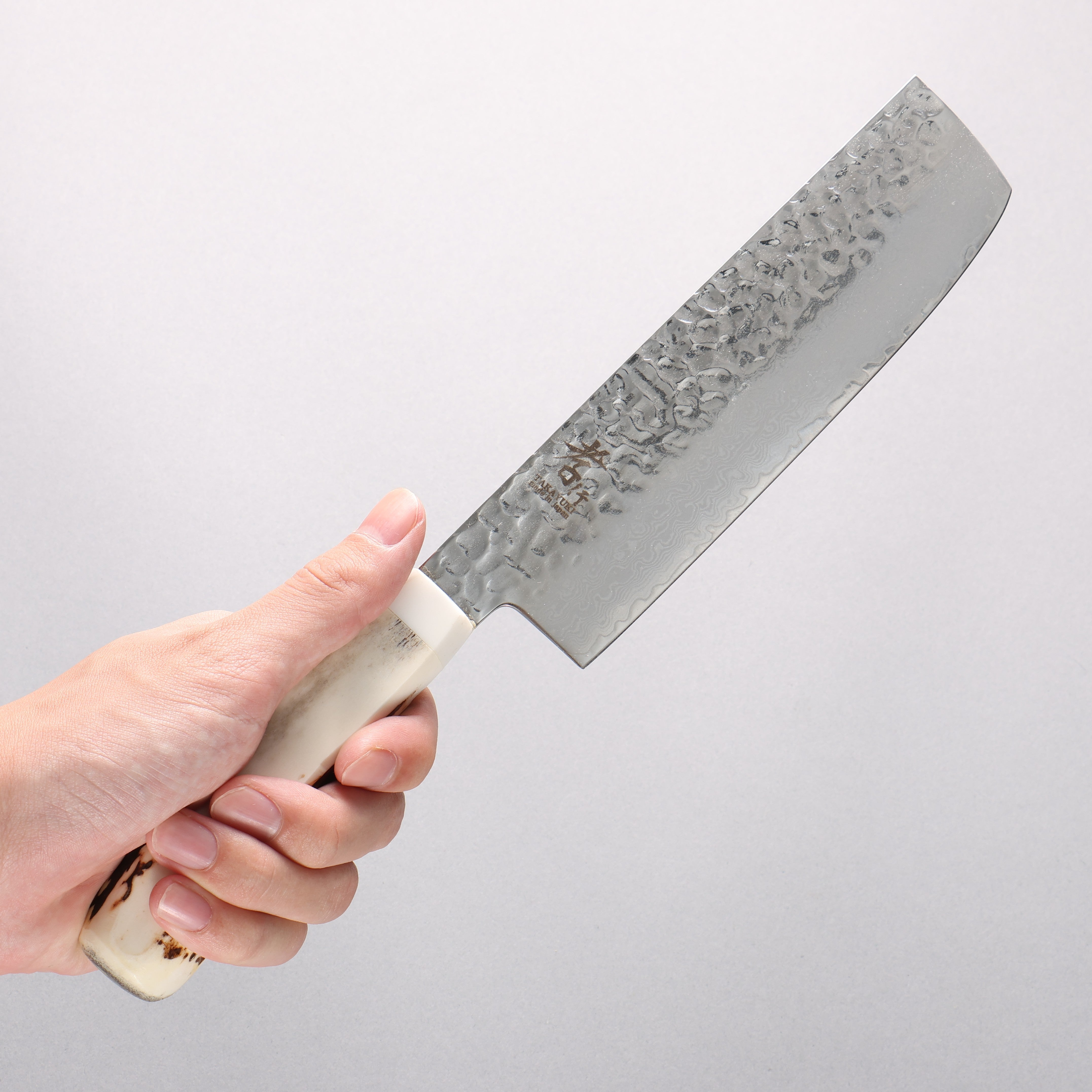 Sakai Takayuki VG10 33 Layer Damascus Nakiri 160mm Cow Bone Handle with Sheath - Japanny - Best Japanese Knife