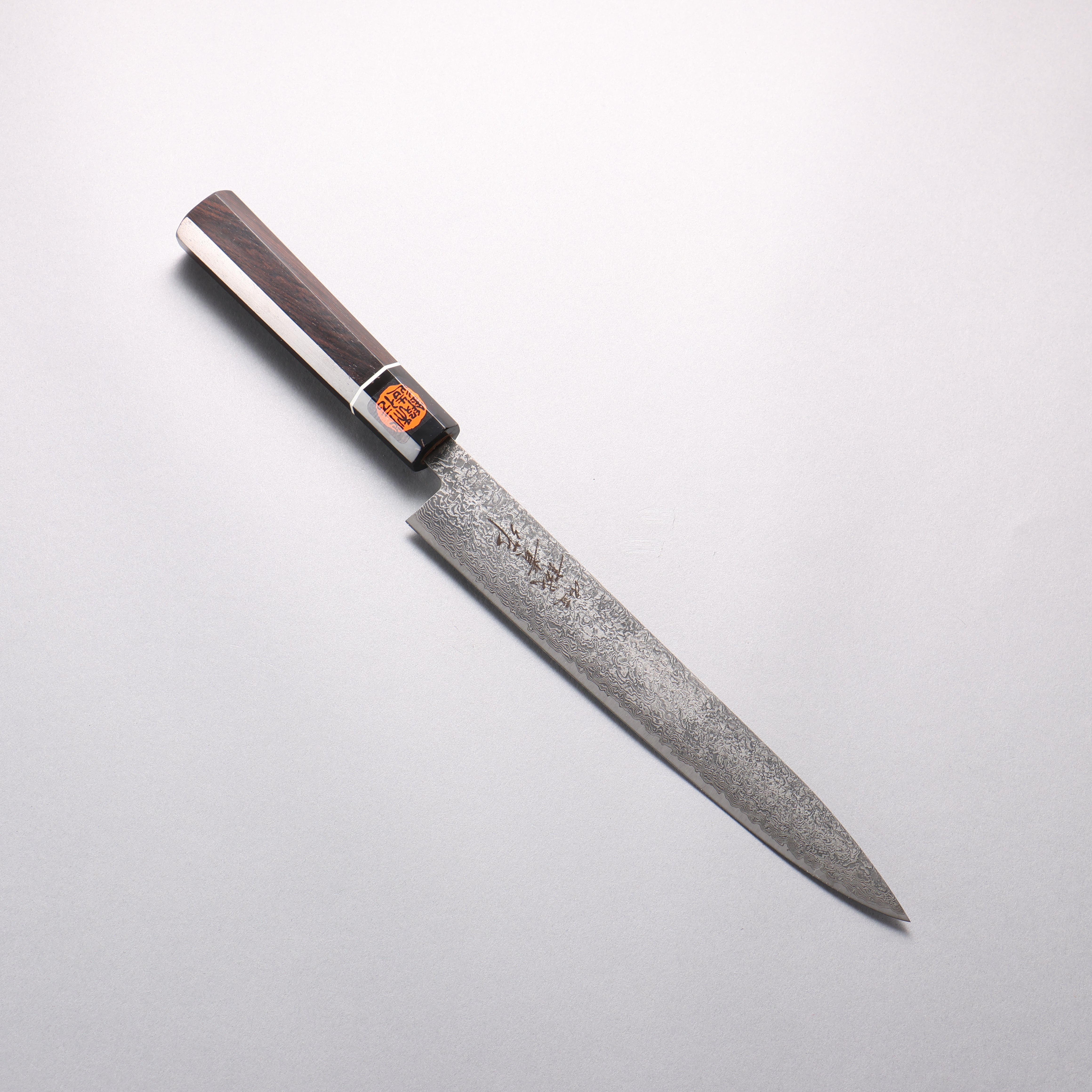 Shigeki Tanaka Habakiri SG2 Damascus Slicer 240mm Ebony Wood Handle - Japanny - Best Japanese Knife