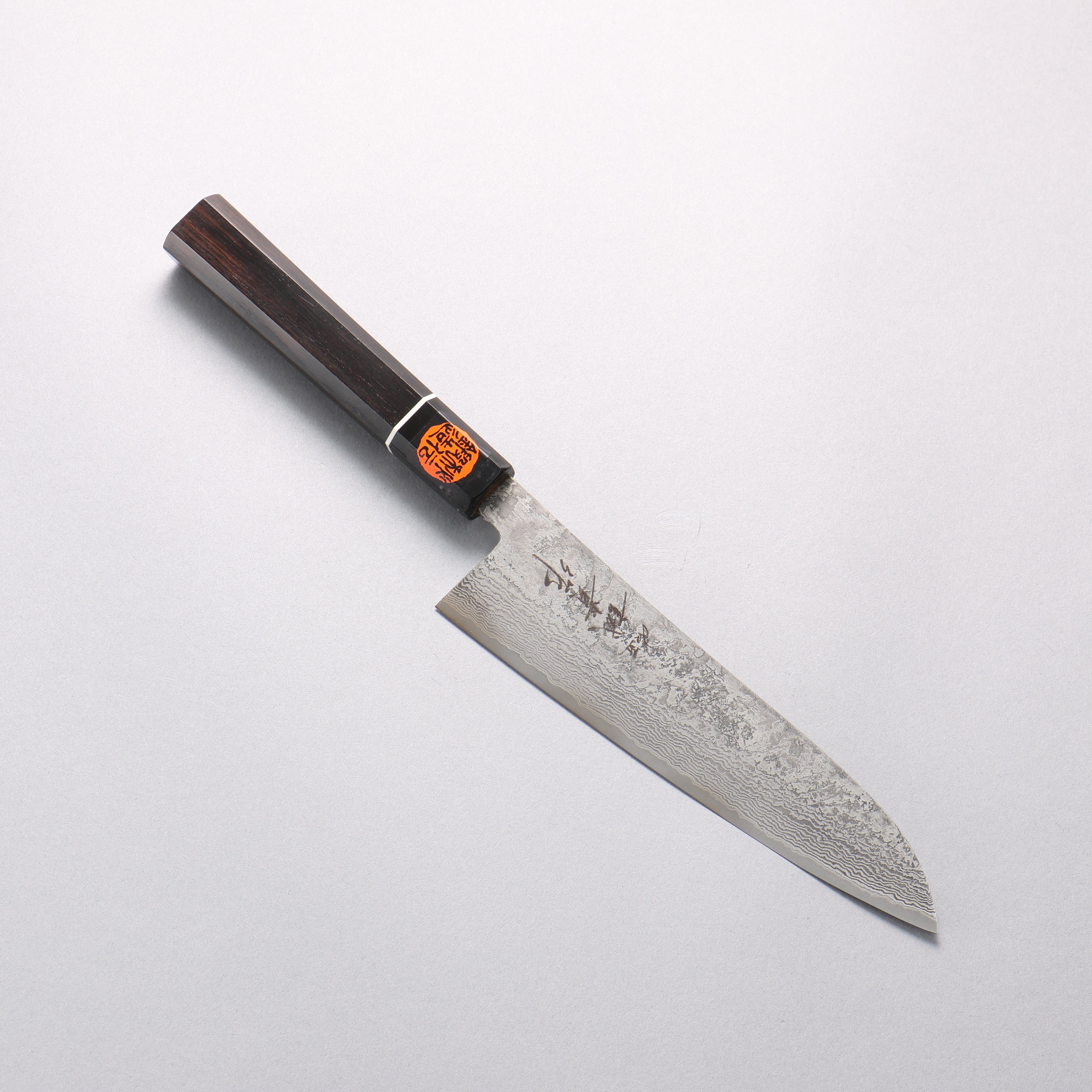 Shigeki Tanaka Habakiri SG2 Damascus Gyuto 180mm Ebony Wood Handle - Japanny - Best Japanese Knife