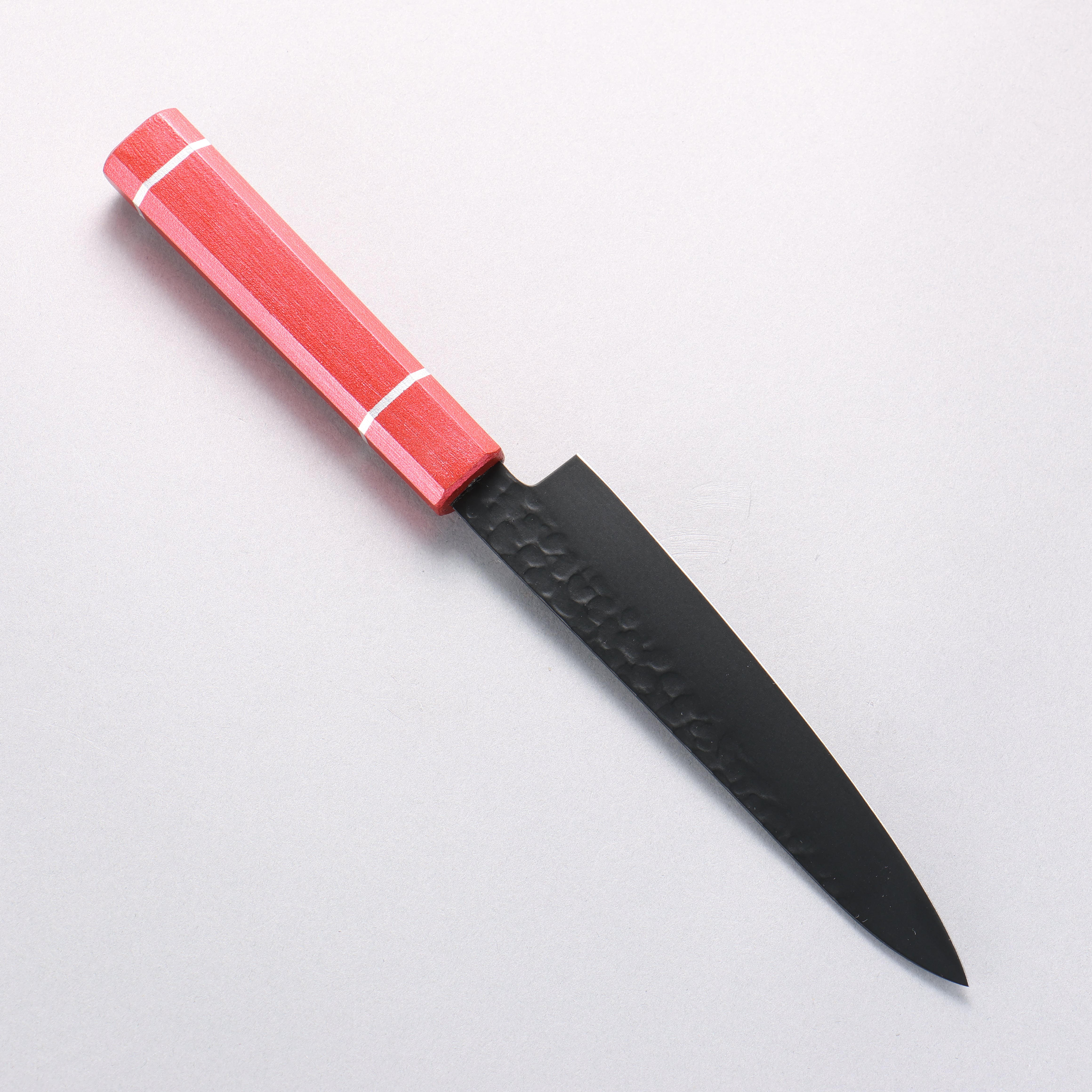 Sakai Takayuki Kurokage VG10 Hammered Teflon Coating Petty-Utility 150mm Live oak Lacquered (Kouseki) Handle - Japanny - Best Japanese Knife