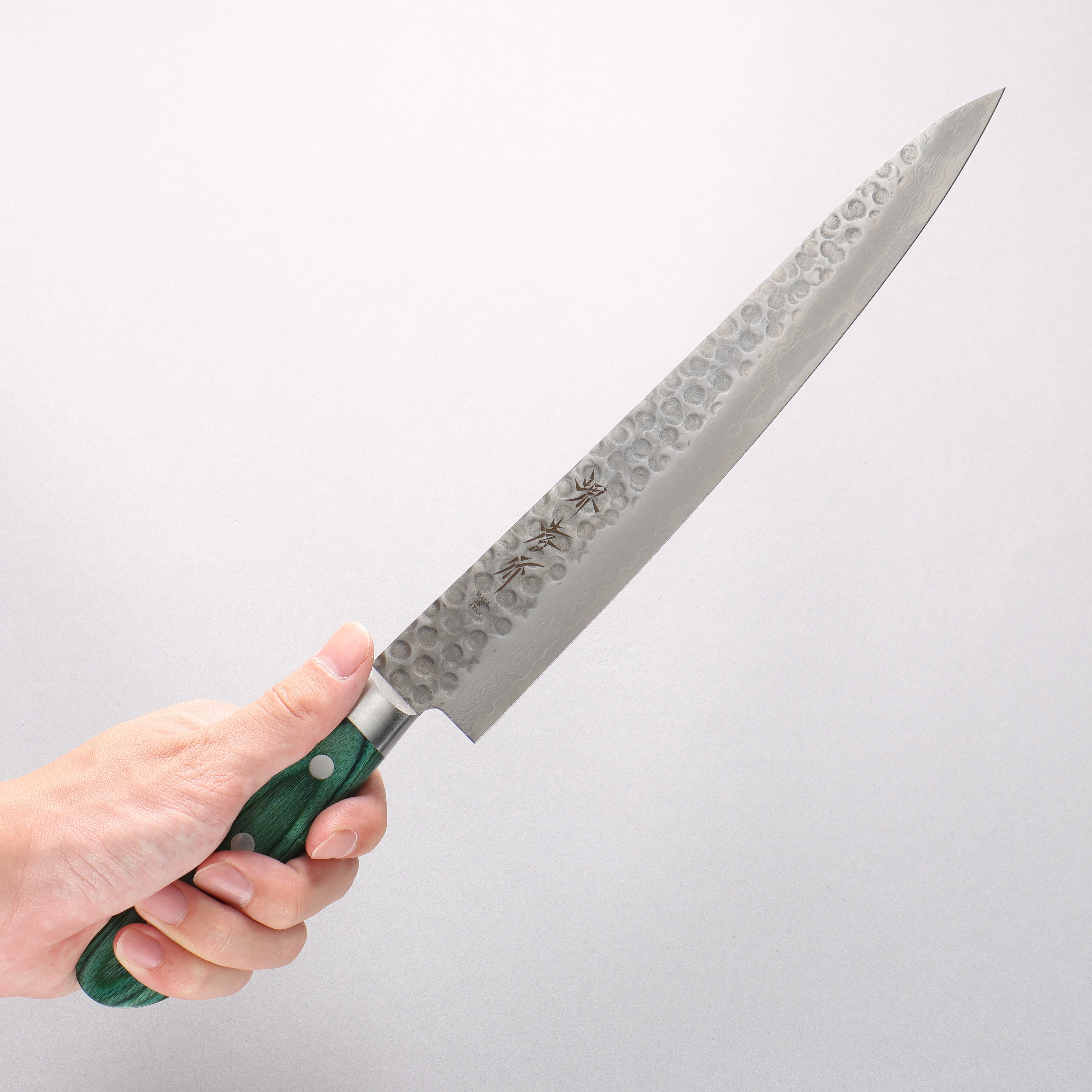 Sakai Takayuki VG10 17 Layer Damascus Sujihiki 240mm Green Pakka wood Handle - Japanny - Best Japanese Knife