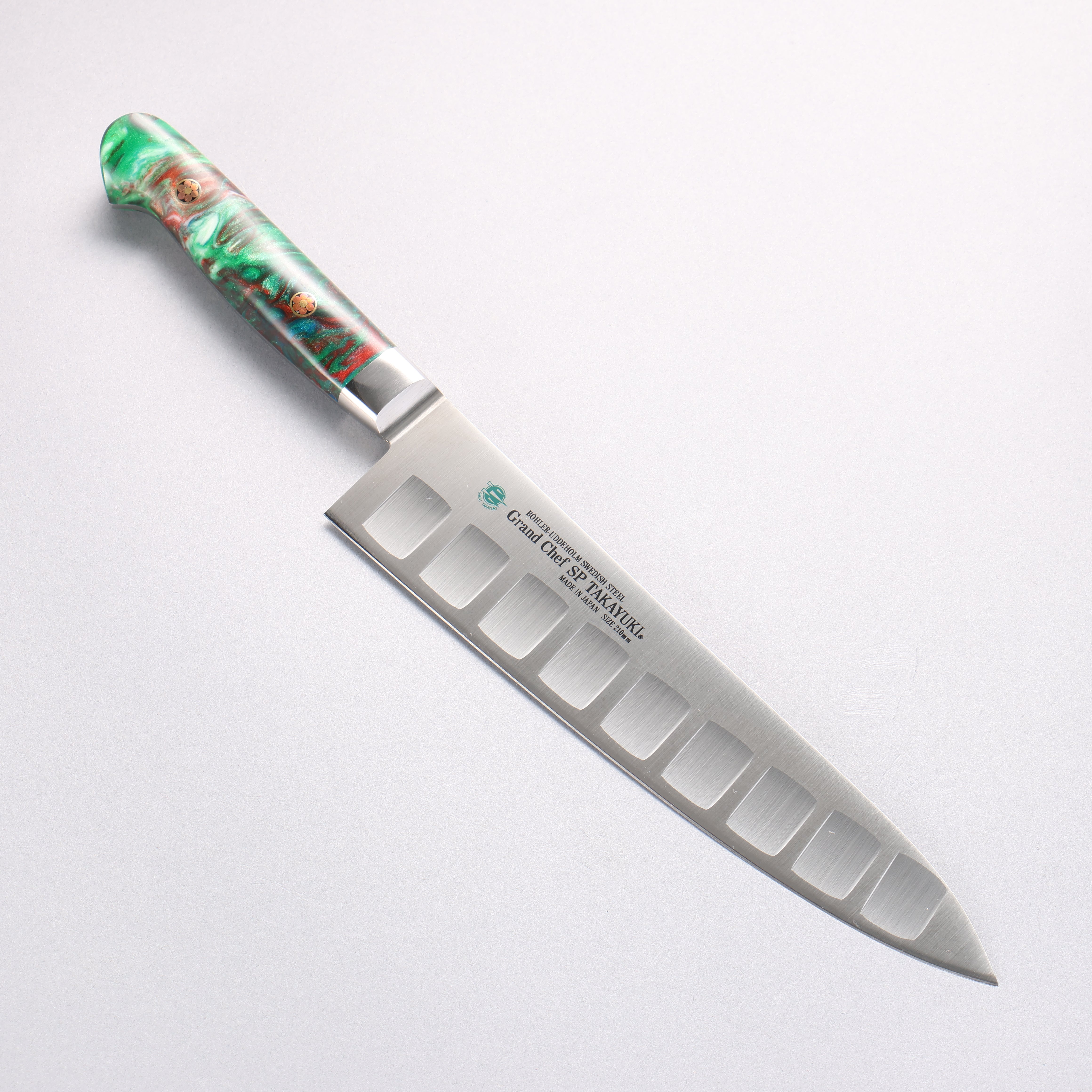 Sakai Takayuki Grand Chef SP Uddeholm Swedish stain-resistant steel Gyuto Salmon 210mm SP Type III (Jungle) Handle - Japanny - Best Japanese Knife