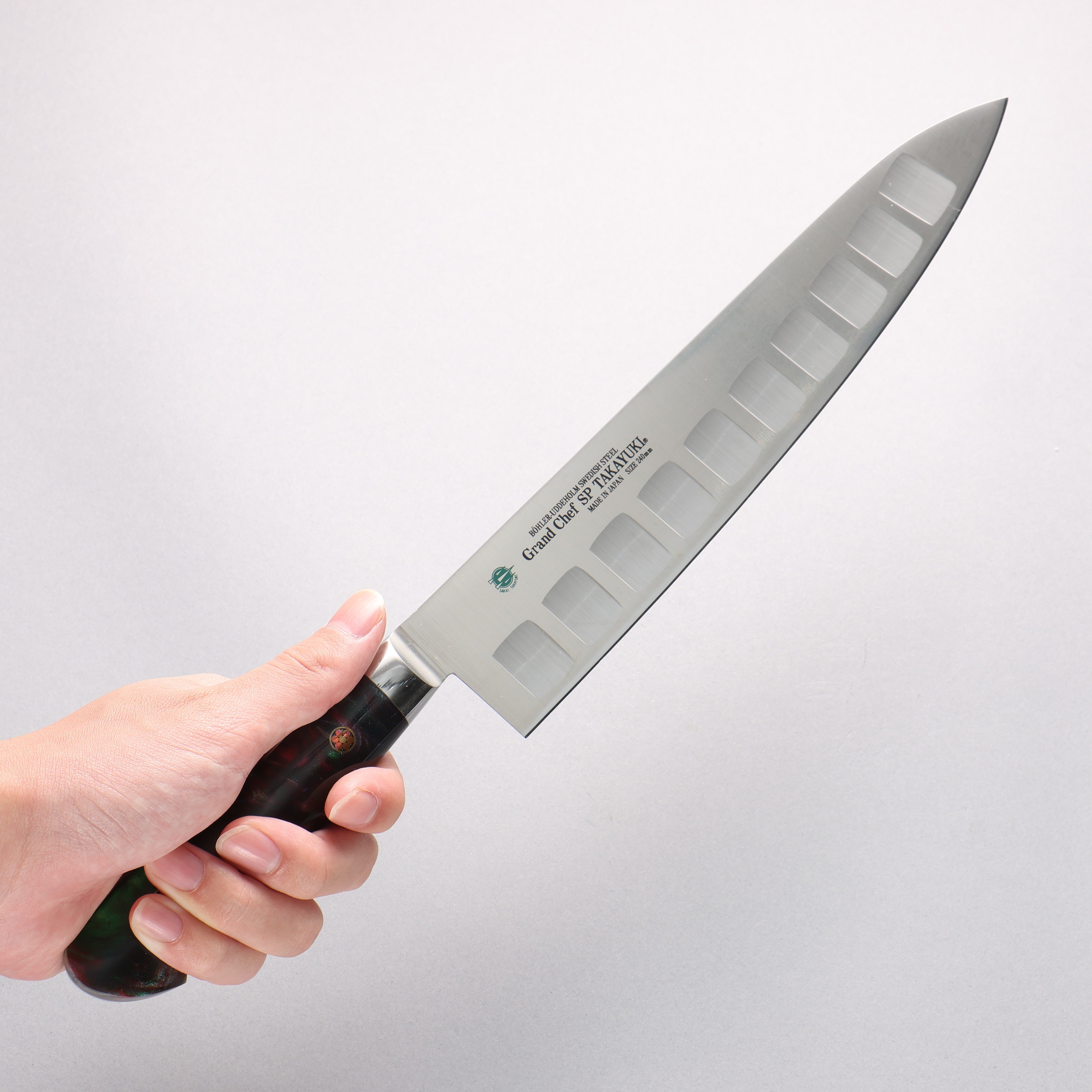 Sakai Takayuki Grand Chef SP Uddeholm Swedish stain-resistant steel Gyuto Salmon 240mm SP Type III (Galaxy) Handle - Japanny - Best Japanese Knife