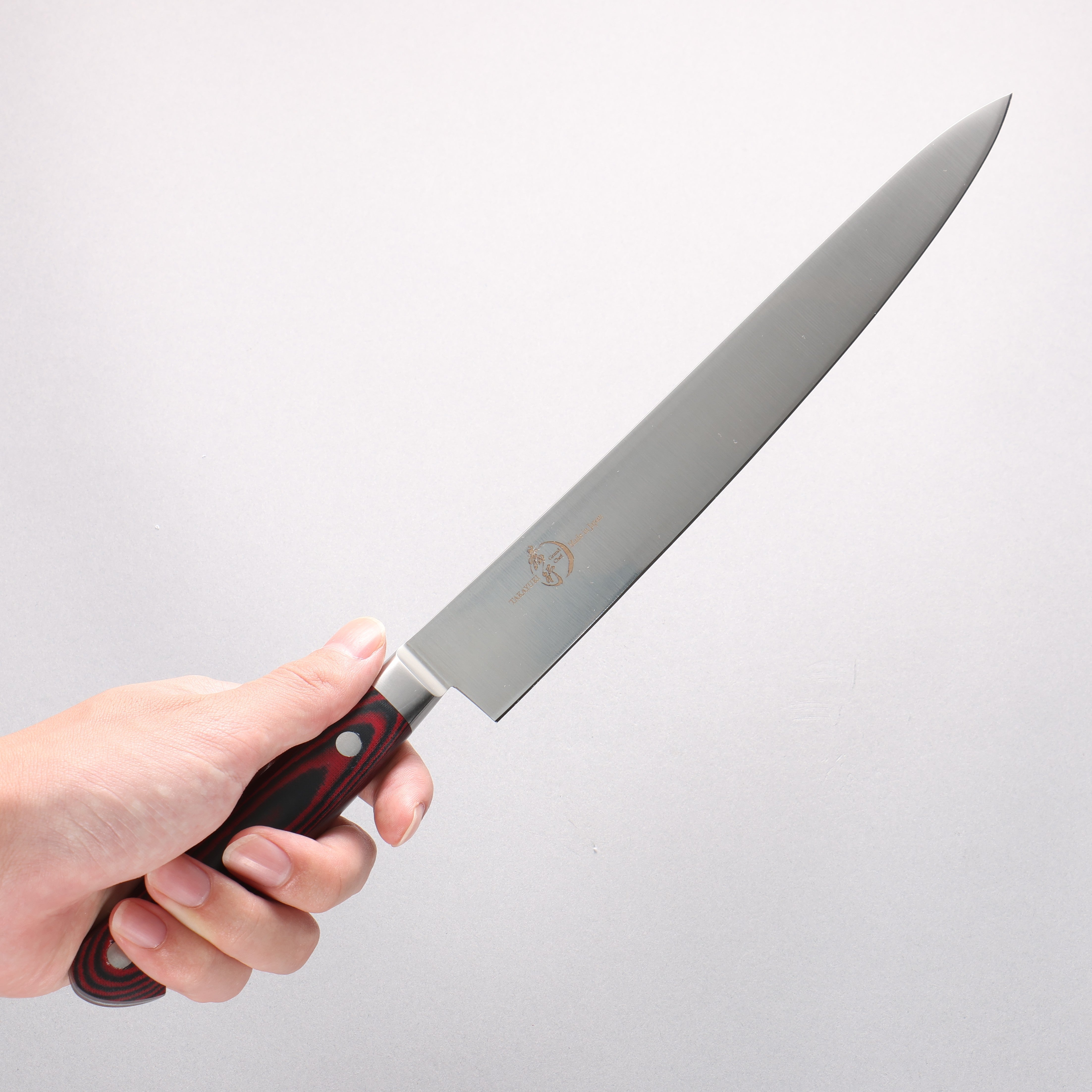 Sakai Takayuki Grand Chef Grand Chef Swedish Steel-stn Sujihiki 240mm Brown Micarta Handle - Japanny - Best Japanese Knife