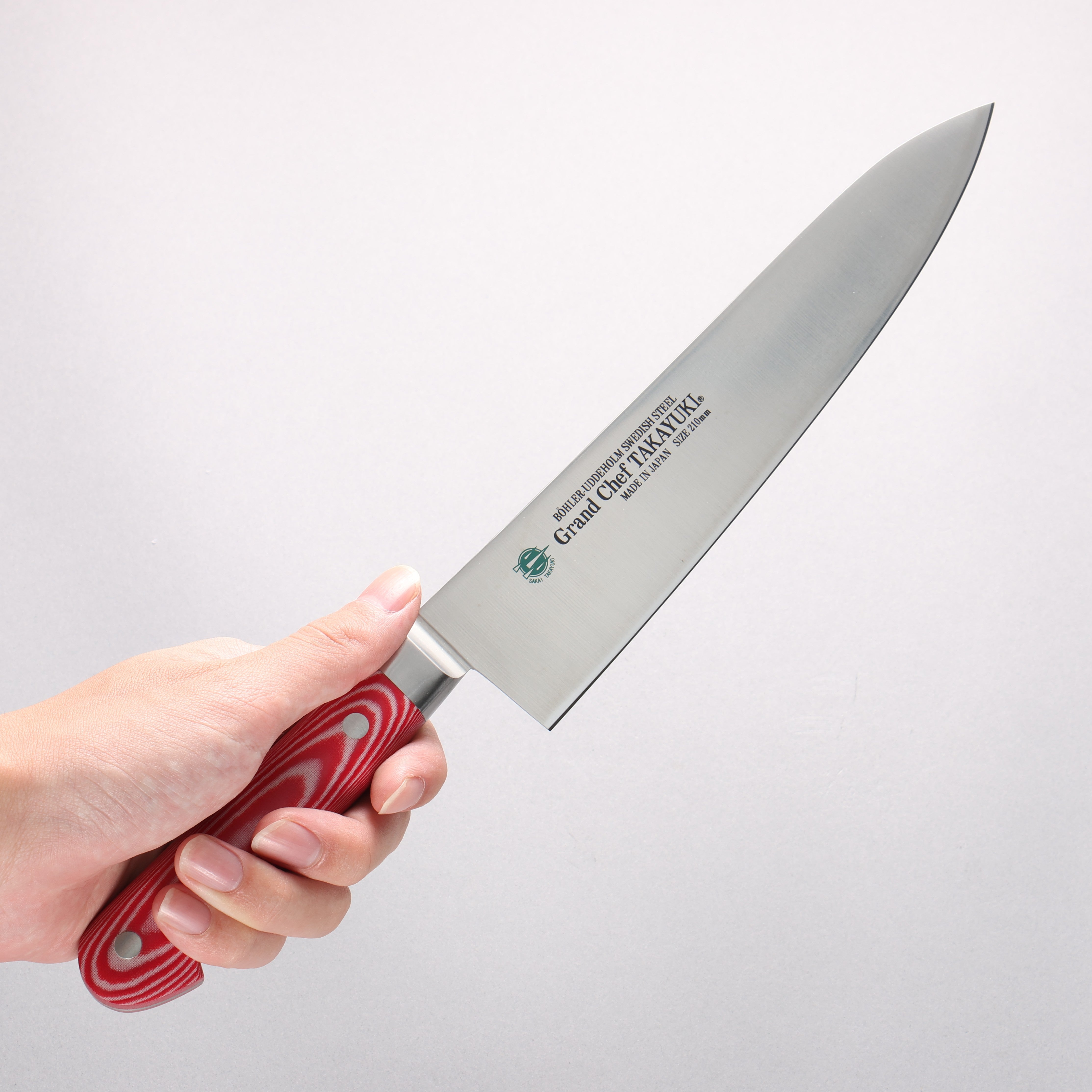 Sakai Takayuki Grand Chef Grand Chef Swedish Steel-stn Gyuto 210mm Red Micarta Handle - Japanny - Best Japanese Knife