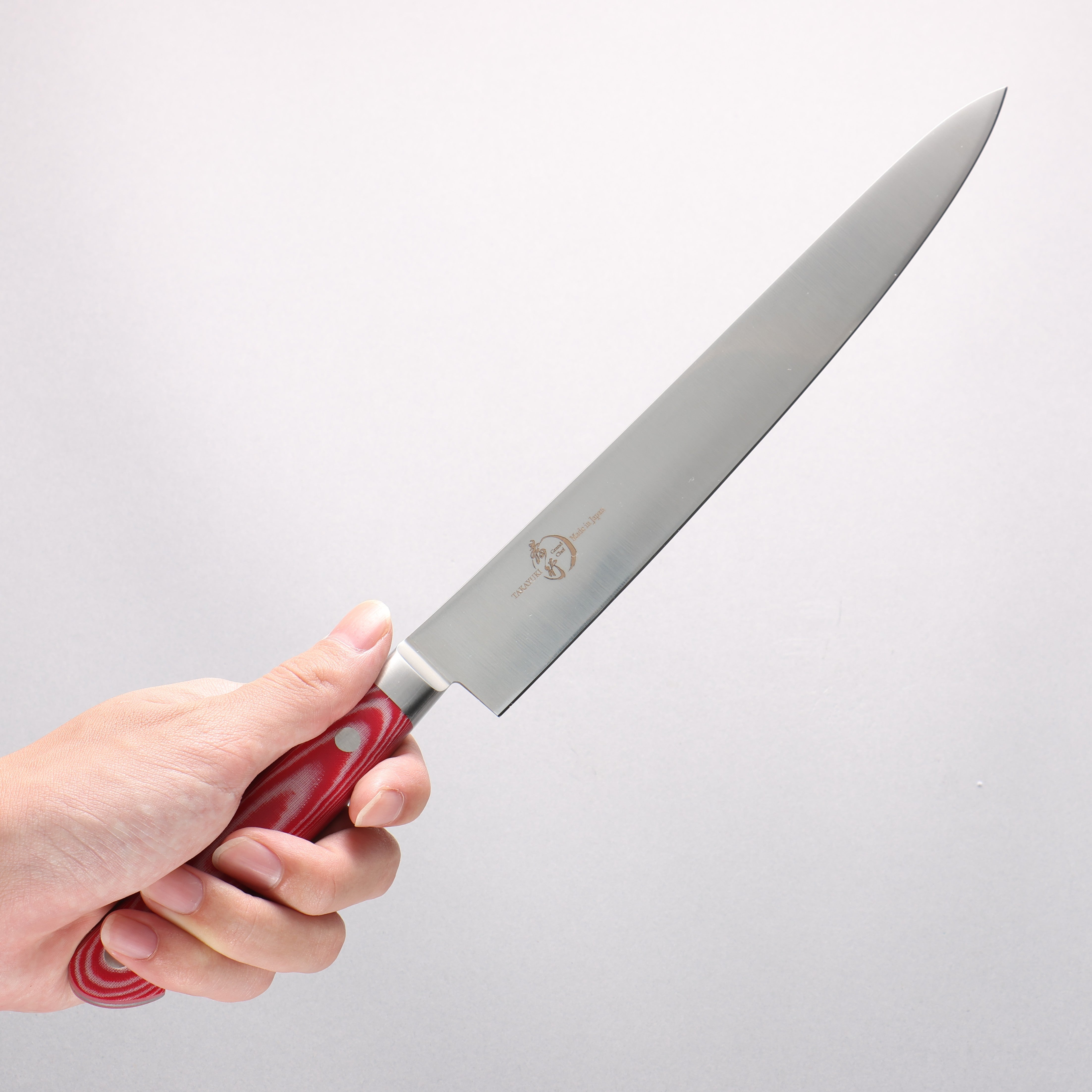 Sakai Takayuki Grand Chef Grand Chef Swedish Steel-stn Sujihiki 240mm Red Micarta Handle - Japanny - Best Japanese Knife