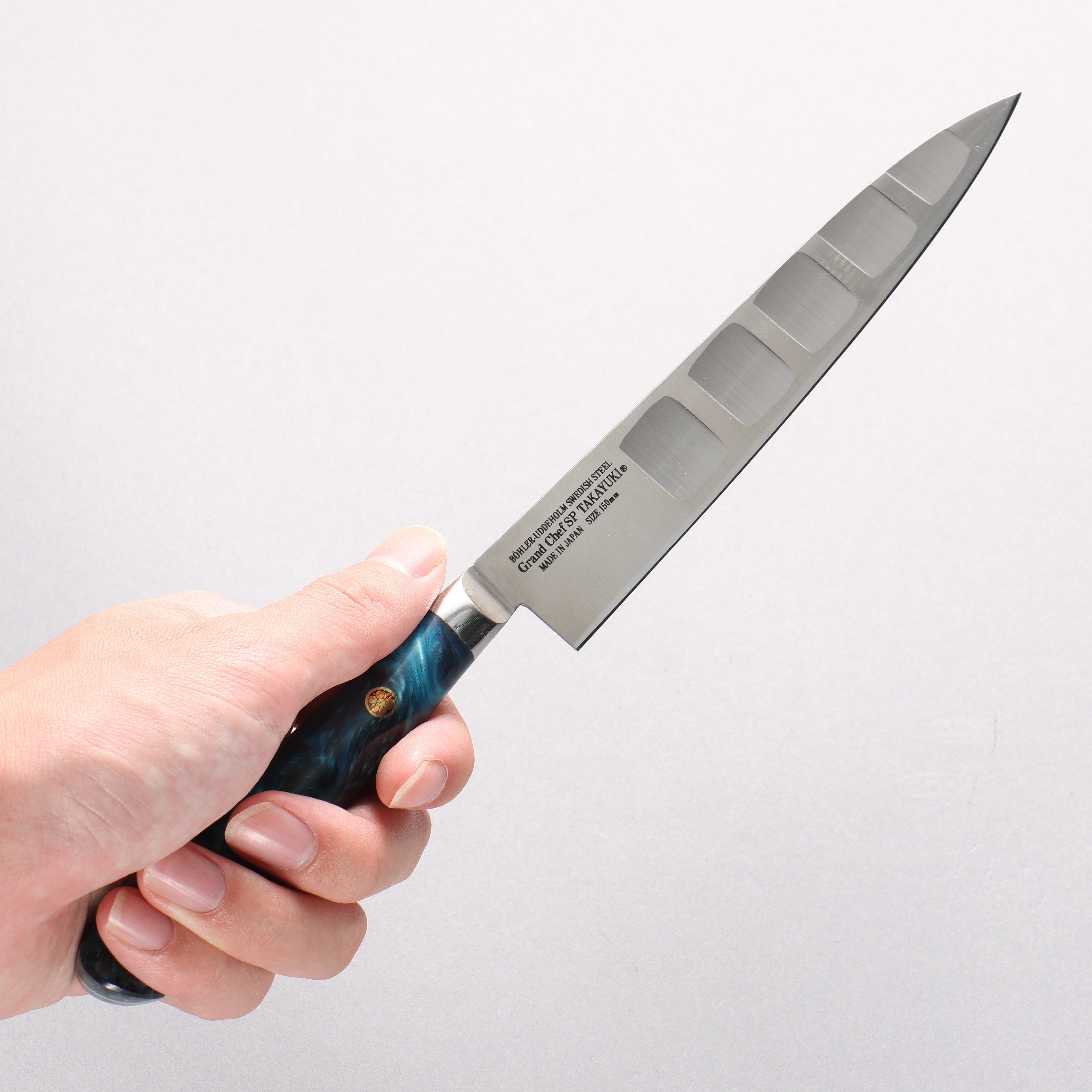 Sakai Takayuki Grand Chef SP Uddeholm Swedish stain-resistant steel Petty-Utility Salmon 150mm SP Type III (Ocean) Handle - Japanny - Best Japanese Knife