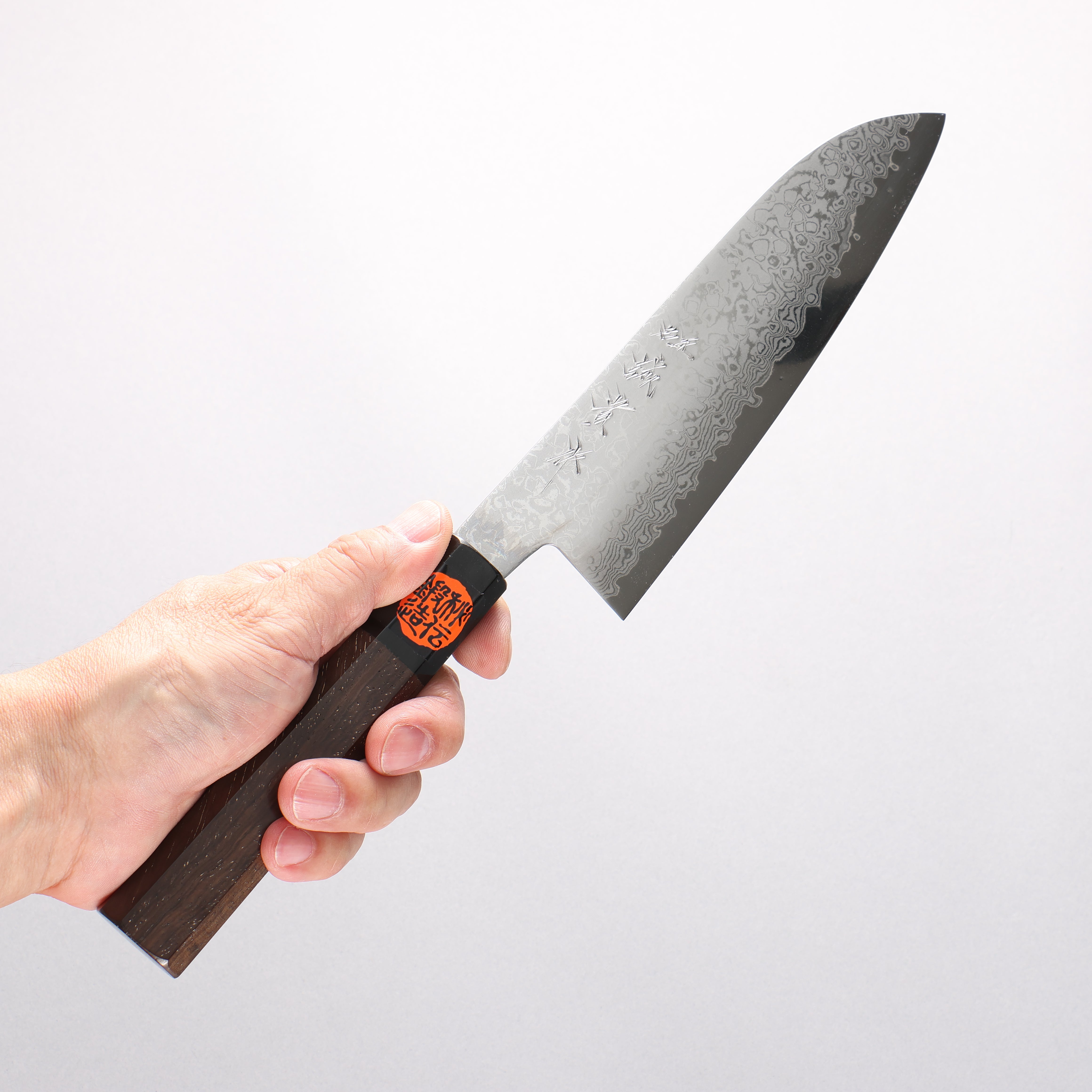 Shigeki Tanaka VG10 17 Layer Damascus Santoku 165mm Walnut Handle - Japanny - Best Japanese Knife