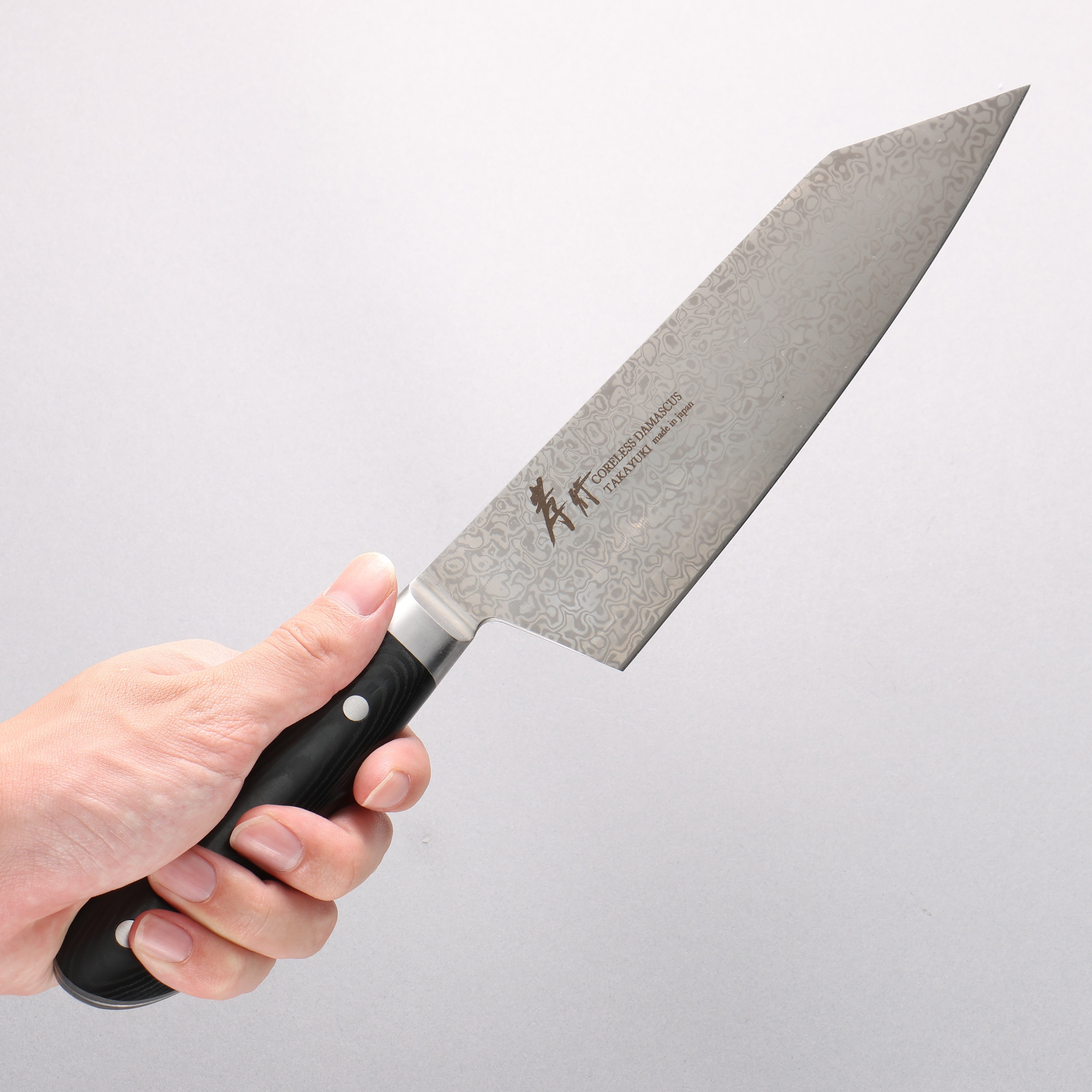 Sakai Takayuki Coreless Damascus Kengata Gyuto 190mm Black Micarta Handle - Japanny - Best Japanese Knife