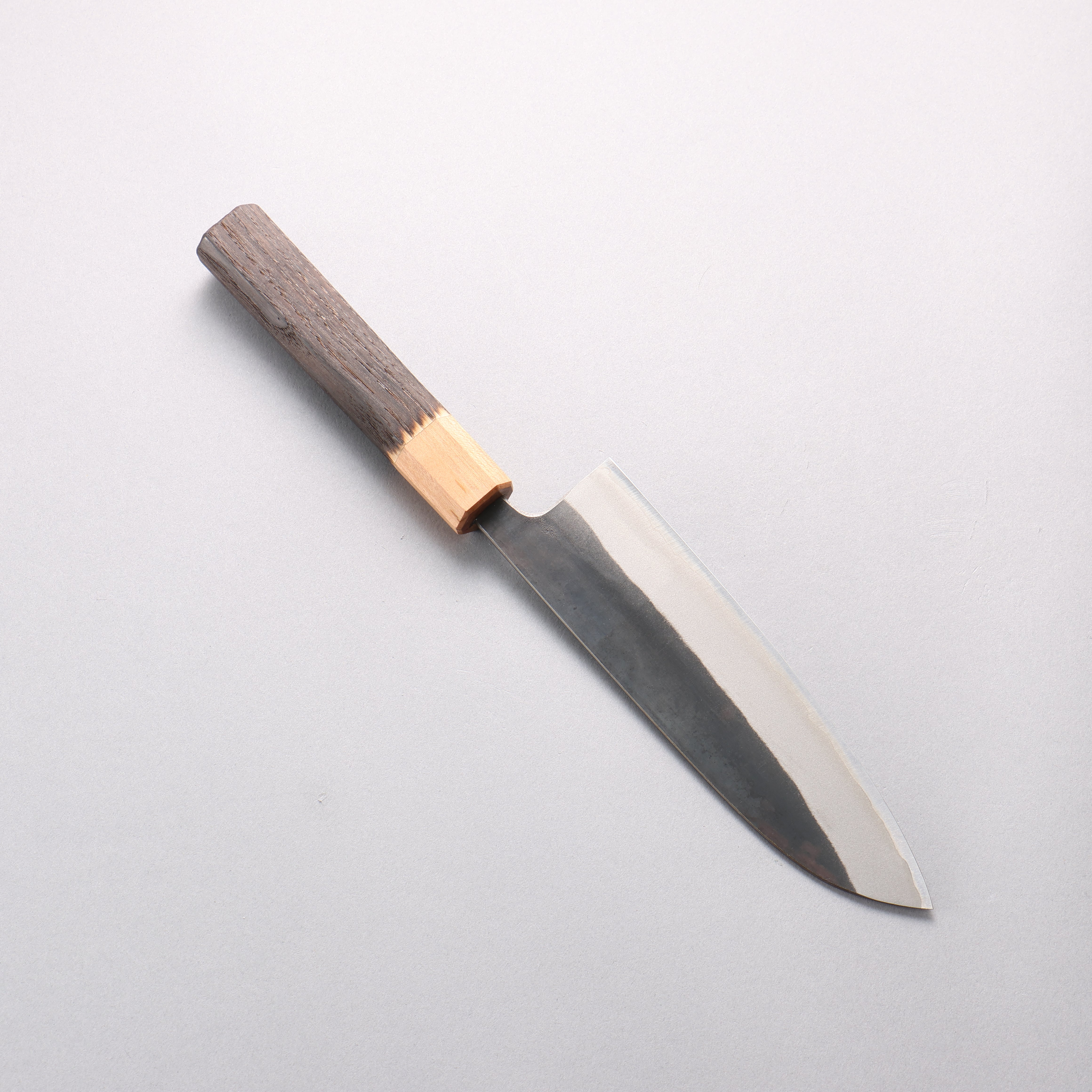 Seisuke Blue Steel No.2 Black Finished Santoku 170mm Burnt Chestnut (ferrule: Cherry Wood) Handle - Japanny - Best Japanese Knife