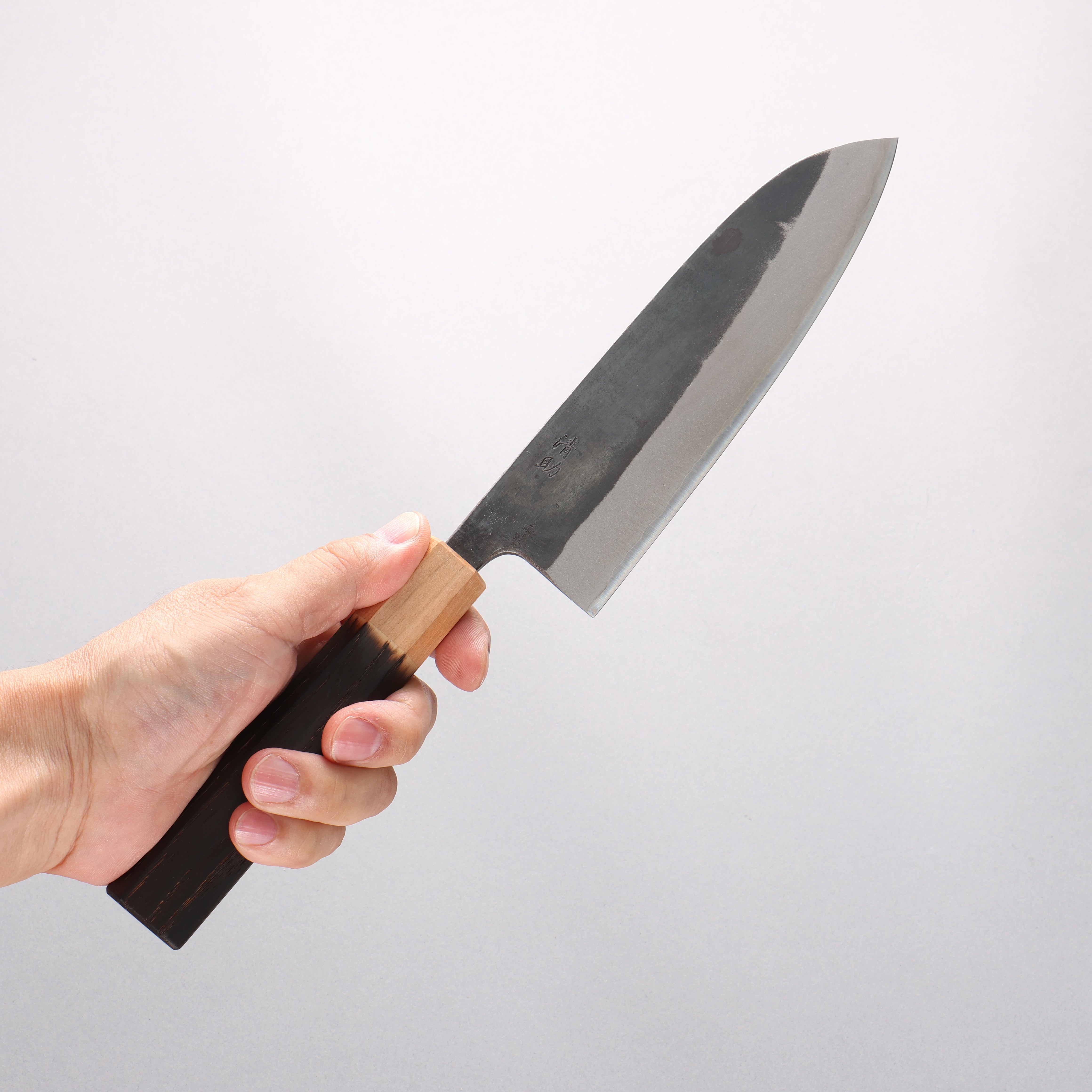 Seisuke Blue Steel No.2 Black Finished Santoku 170mm Burnt Chestnut (ferrule: Cherry Wood) Handle - Japanny - Best Japanese Knife