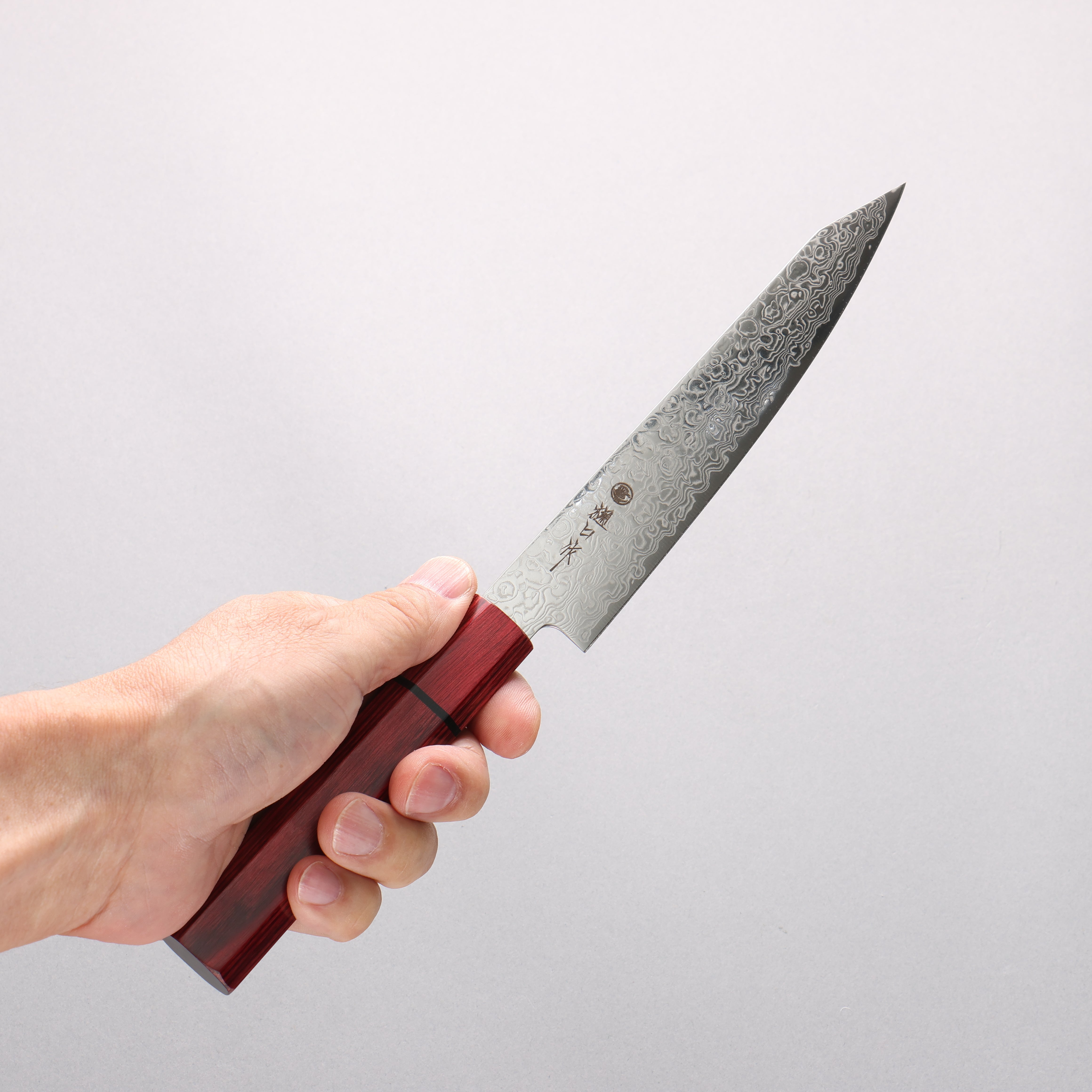 Higuchi SG2 Damascus Migaki Finished Kiritsuke Petty-Utility 150mm Red Pakka wood Handle - Japanny - Best Japanese Knife