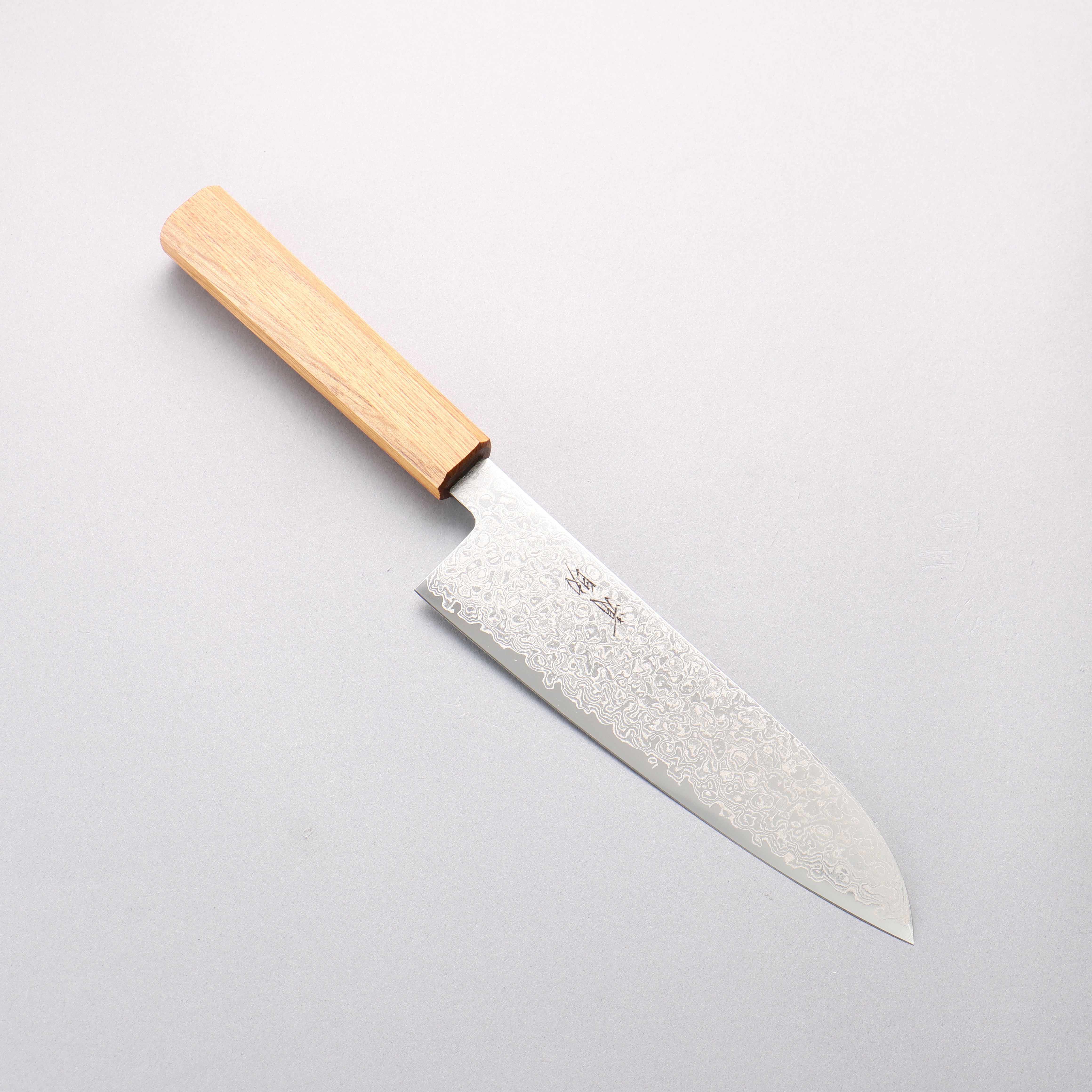 Seisuke ZA-18 Damascus Migaki Finished Santoku 180mm White Oak Handle - Japanny - Best Japanese Knife