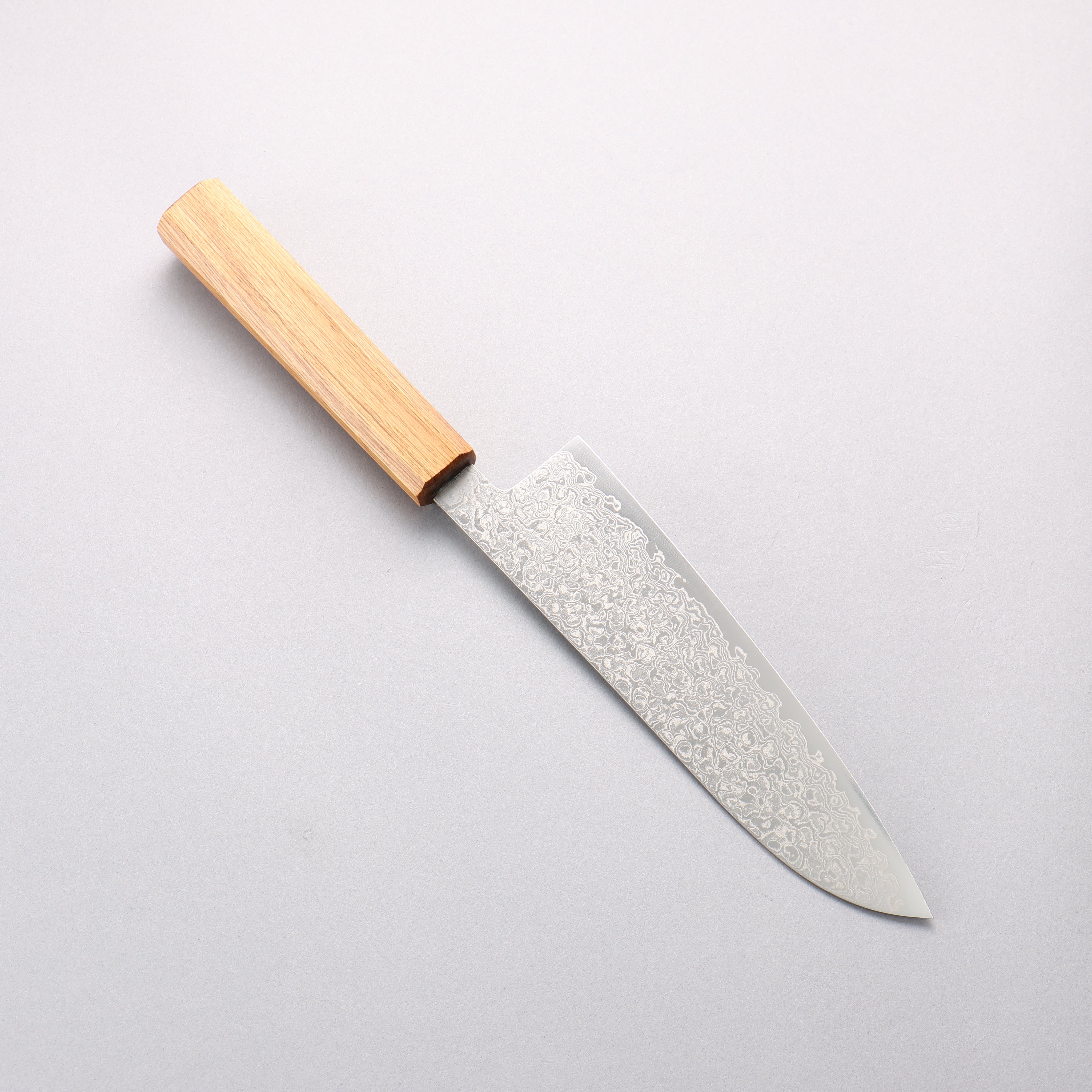 Seisuke ZA-18 Damascus Migaki Finished Santoku 180mm White Oak Handle - Japanny - Best Japanese Knife