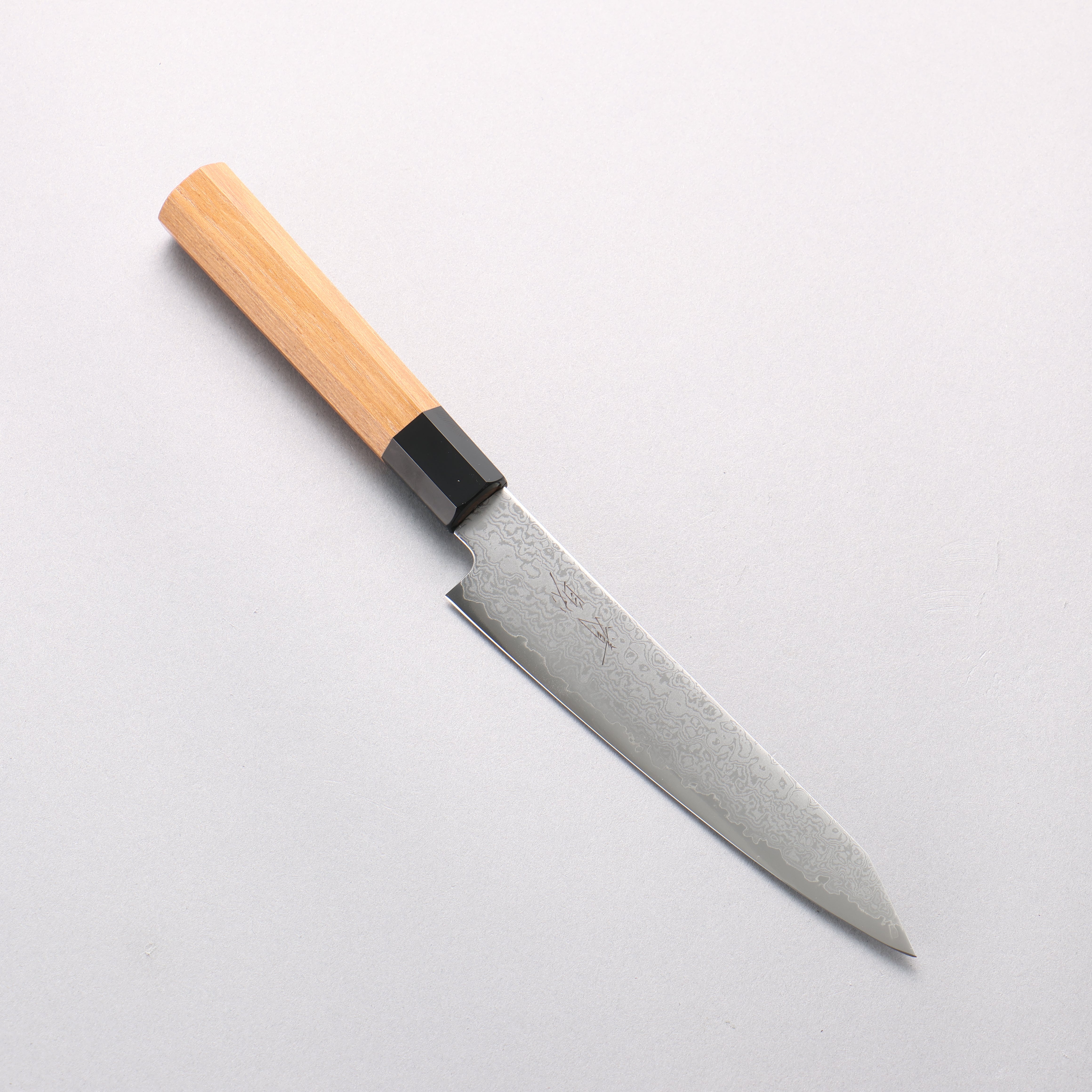 Seisuke VG10 Damascus Kiritsuke Petty-Utility 120mm Teak (ferrule: Black Plastic) Handle - Japanny - Best Japanese Knife